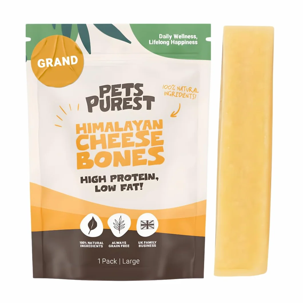 Pets Purest Barres au Lait de Yak de l'Himalayan à Mâcher Large - Friandises Naturelles Os au Fromage pour Chiens