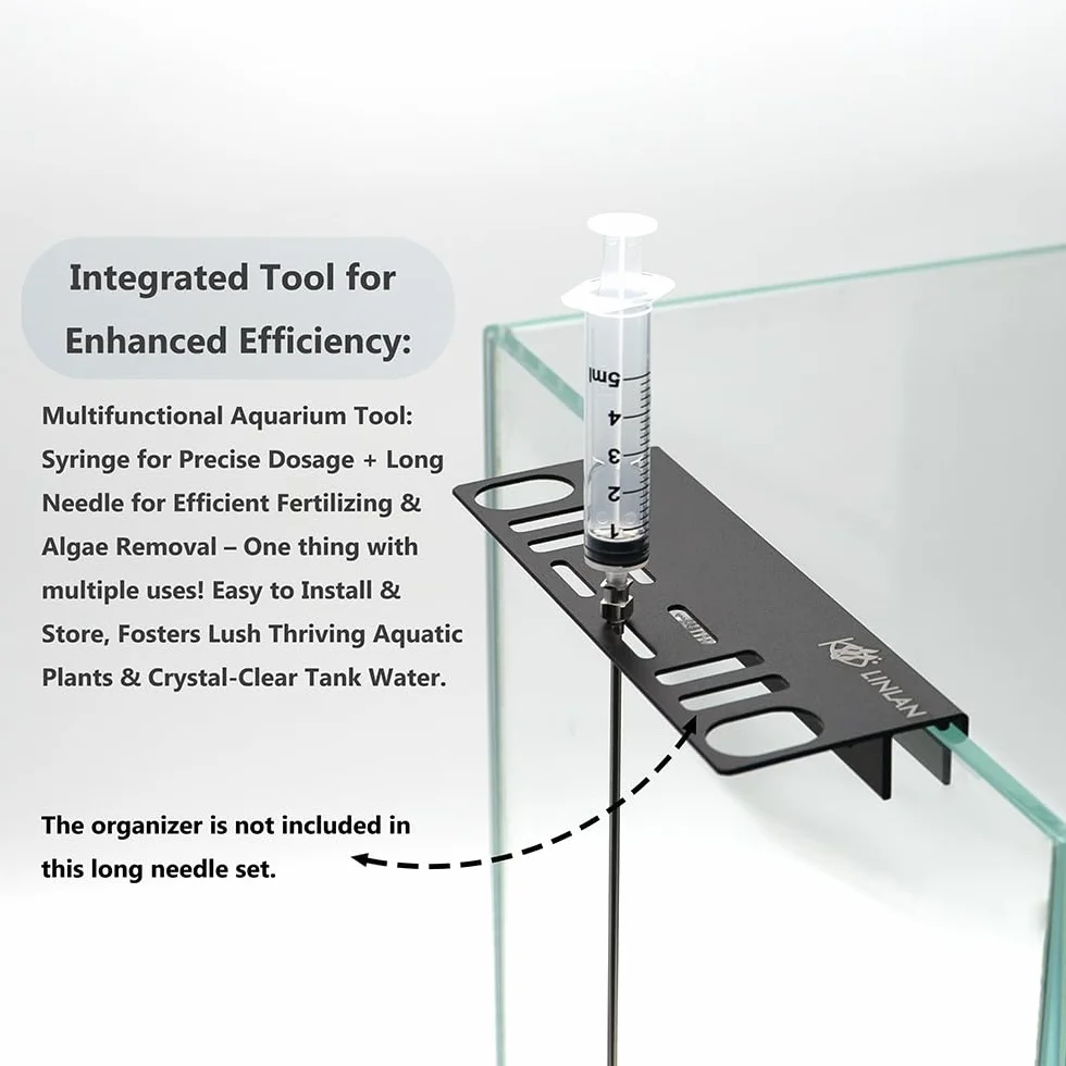 LINLAN Aquarium 40cm Acier Inoxydable Kit Aiguilles Longues avec Seringues 5ML 20ML Fertilisation Élimination Algues