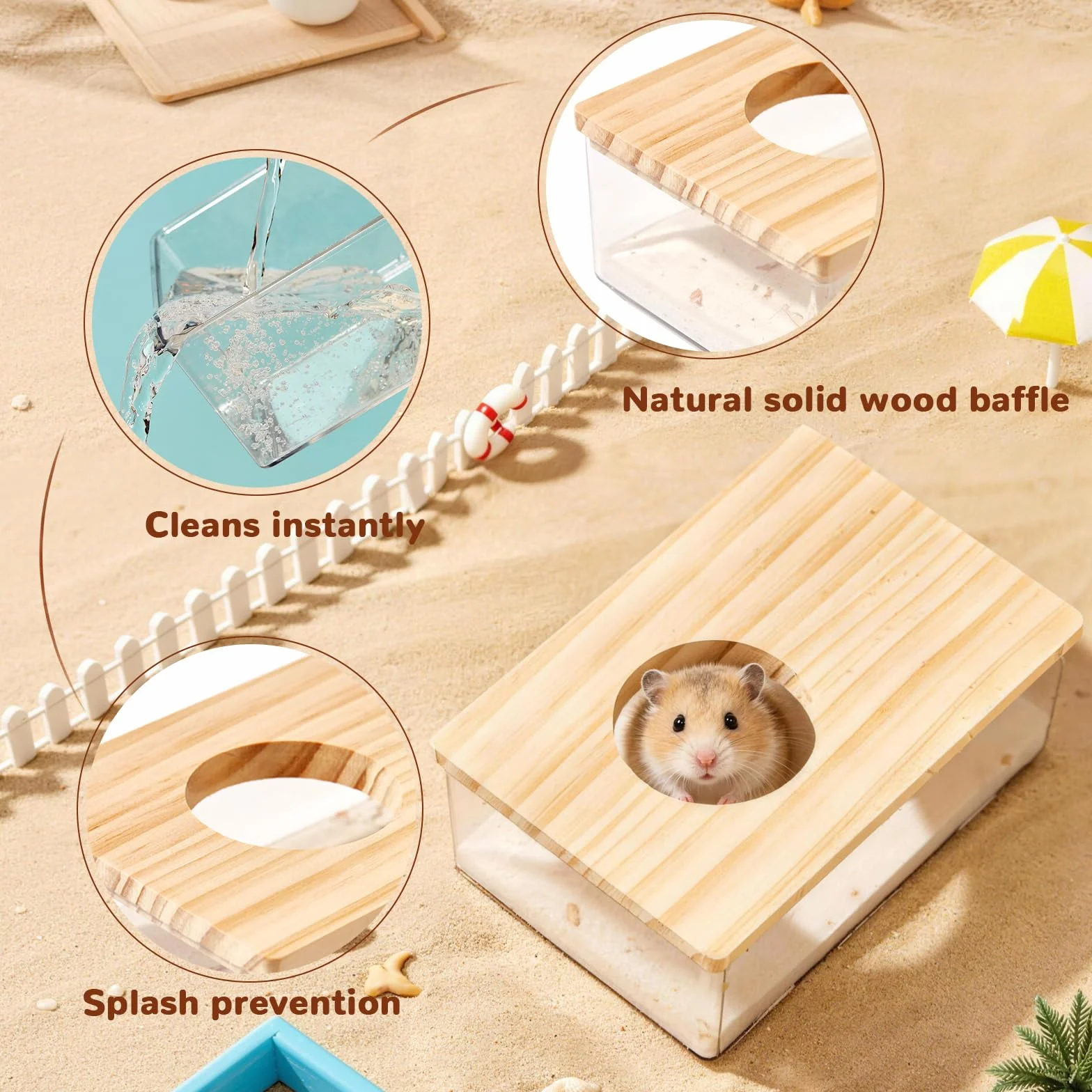 Maison De Toilette Hamster 18,5x12,5x8,5cm Acrylique Transparent avec Échelle et Pelle Salle Bain Hamster