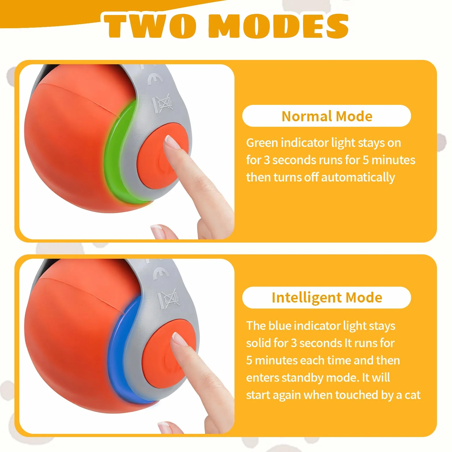 Jouet Chat Interactif Balle Interactive Automatique avec Queue Peluche, Jouet Chat Intérieur Rechargeable Orange