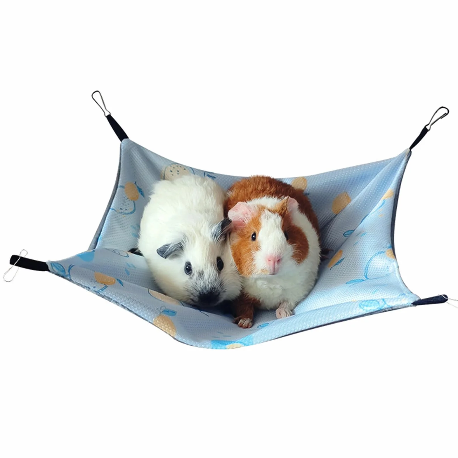 Hamac Cochon d'Inde Soie Glacée 28 x 28Cm Hamac Rongeur Ajustable Cage Furet Cabane Fraise Cochon d'Inde Lit Lapin Design Double Face Balançoire pour Lapin Hamster Chinchilla