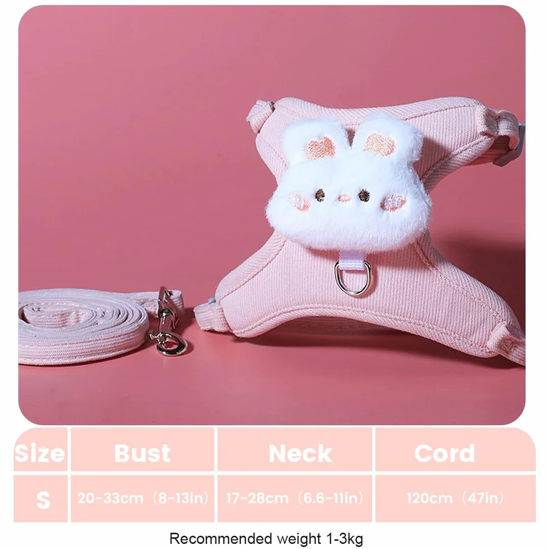 Harnais pour lapin nain réglable respirant rose taille ajustable 1-3 kg