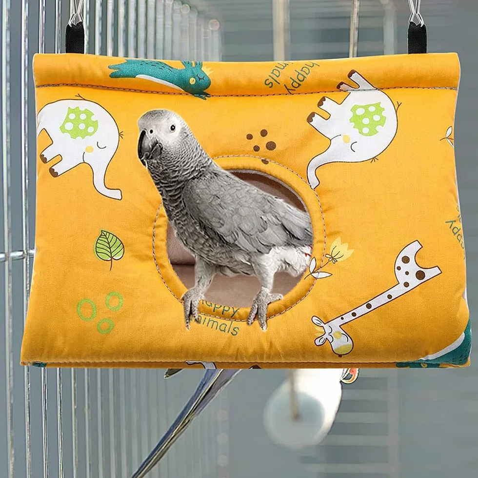 Hamac Perroquet Chaud Doux Nid Oiseau en Peluche Suspendu Cage Tente pour Perruche Cacatoès Gris Grande Taille