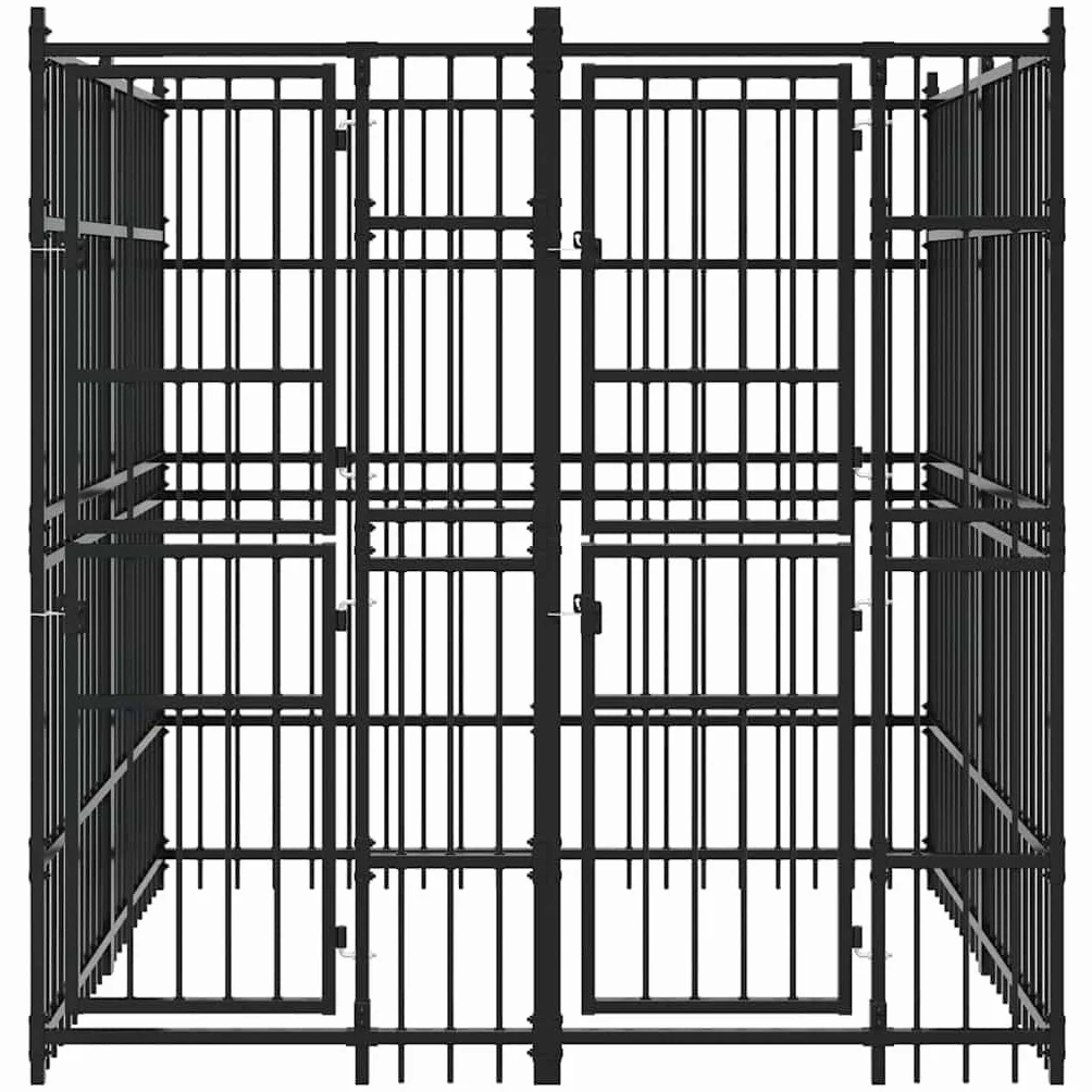 VidaXL Chenil d'Extérieur pour Chiens Acier 3,69 m² Cage Niche