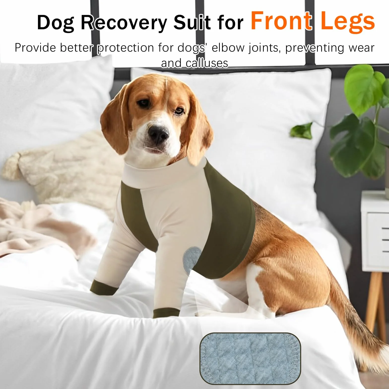 Lelepet Manchon de Récupération de Jambe Avant pour Chien, Chemise de Protection du Coude, Pyjama Court Respirant pour éviter Léchage, Vert 3XL