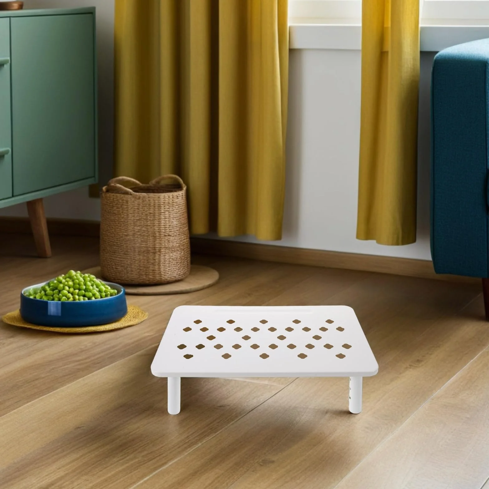 Support Réglable pour Gamelle Automatique Blanc, Antidérapant 3 Hauteurs pour Chats et Petits Chiens