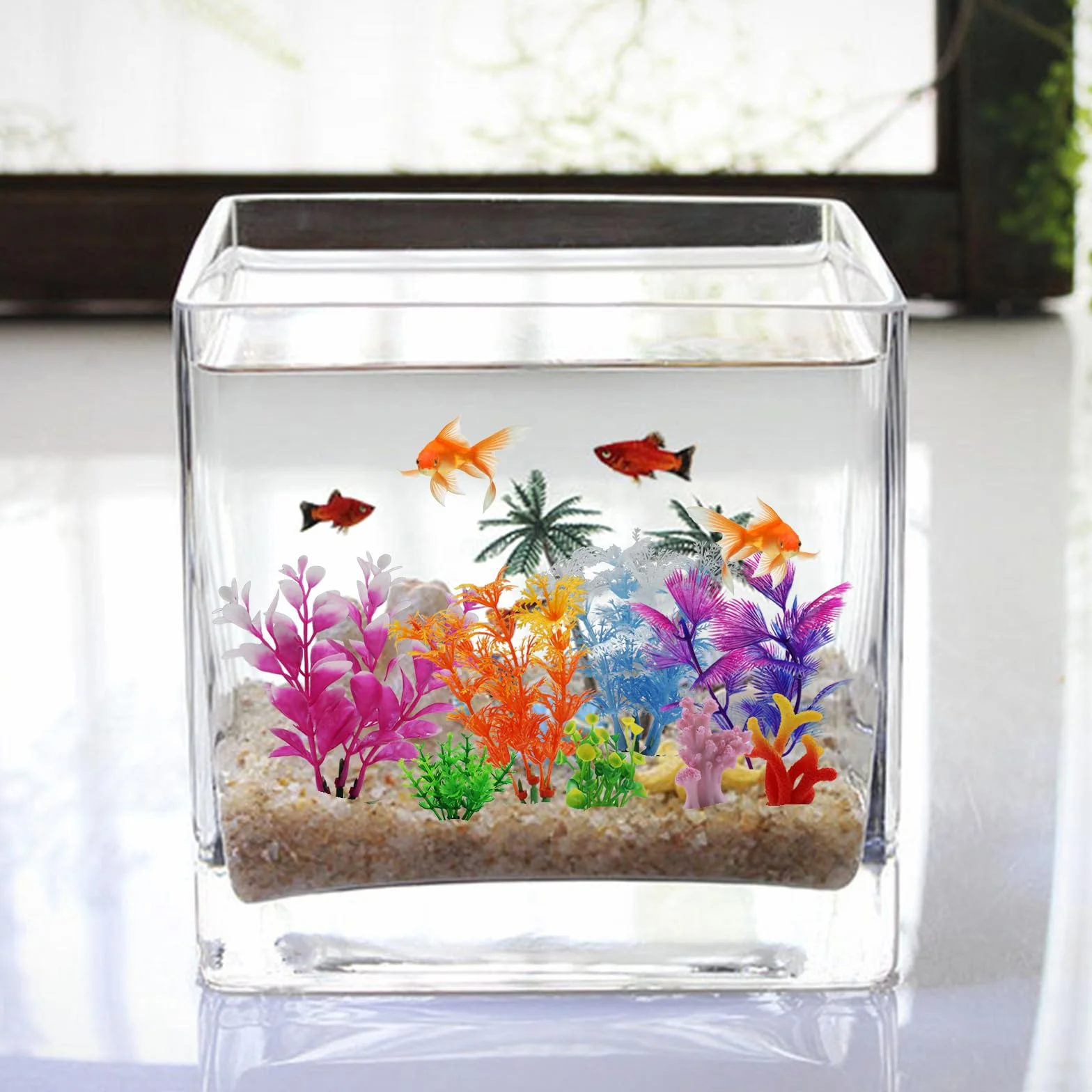 QUOZUO Aquarium Decoration Plantes Artificielles 8 Pièces