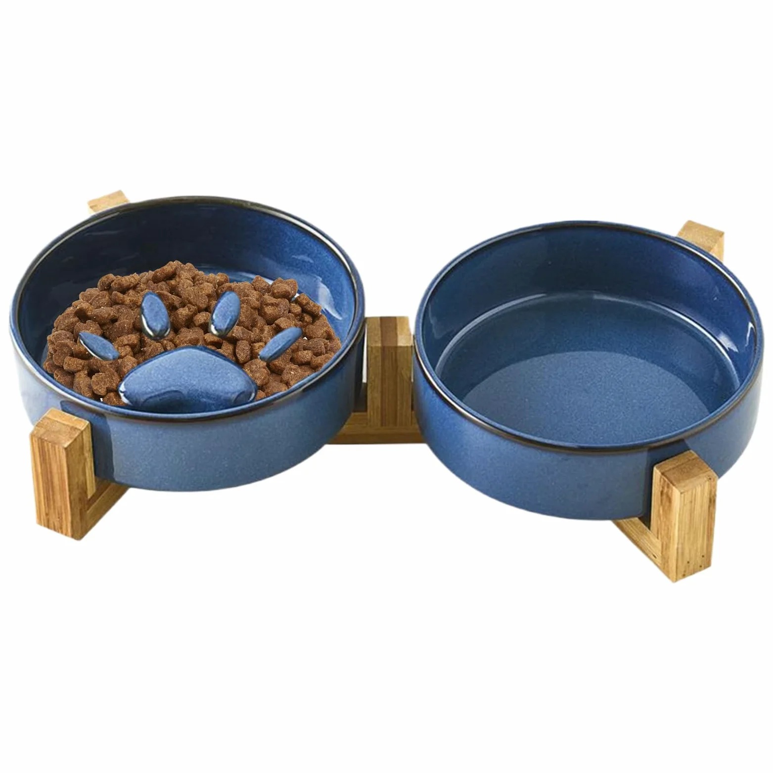 Gamelle pour Chien Anti-Glouton Taille Moyenne Nourriture Eau Surélevée | Support Gamelles Céramique Antidérapant Pattes Mignonnes Accessoires, Écuelles Chat, Intérieur