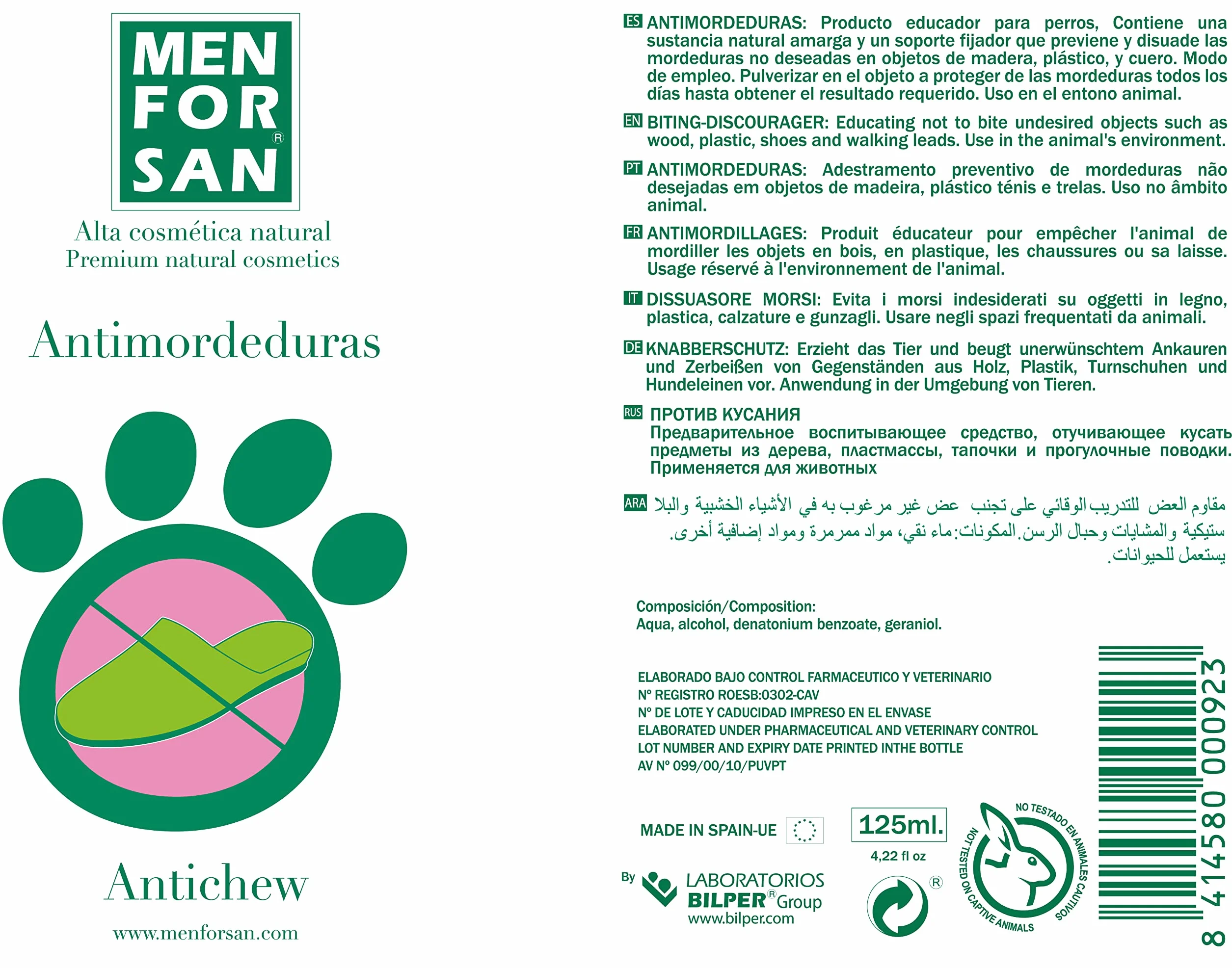 MENFORSAN Antibites Mobilier et Textile pour Chien 125 ML Lot de 2