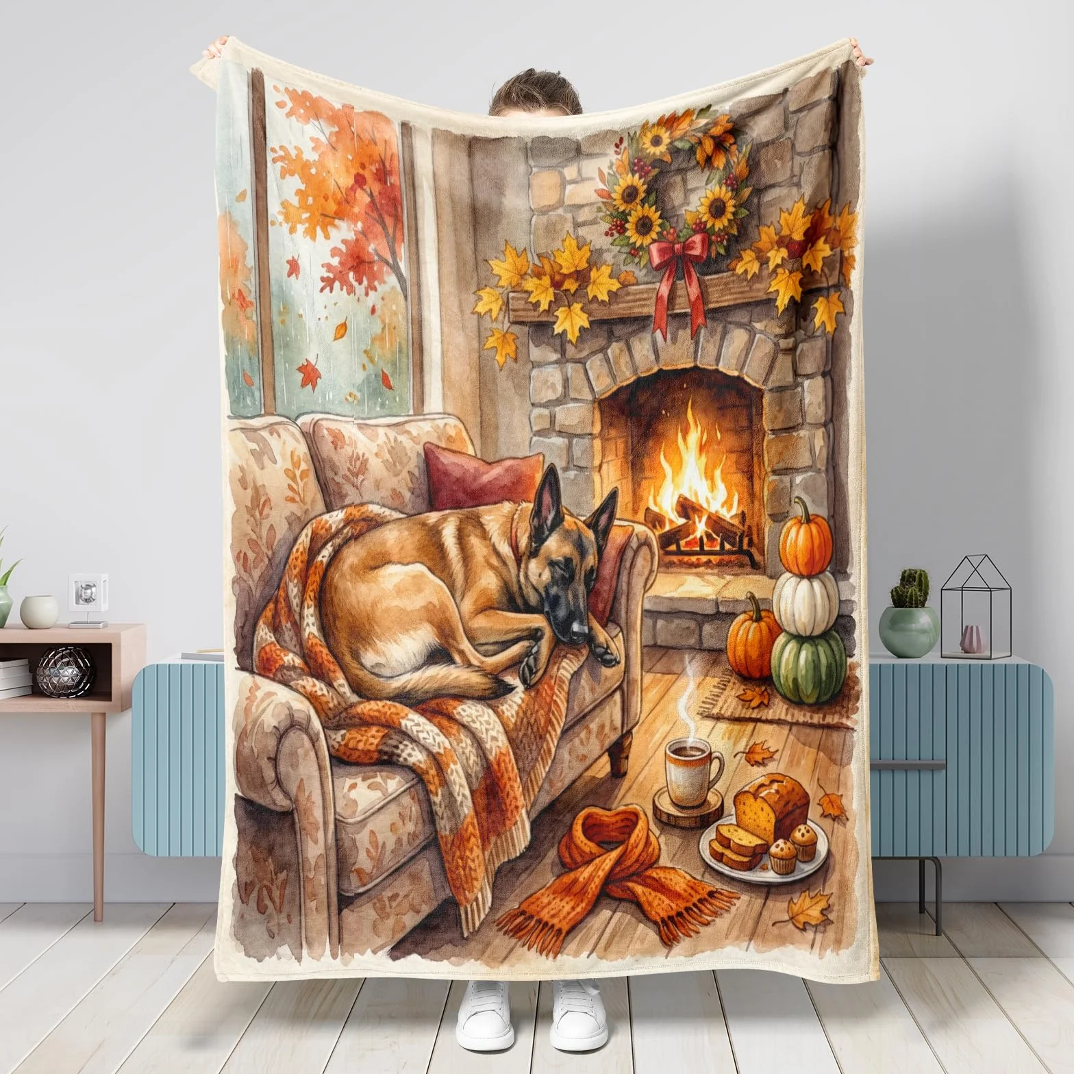 Couverture chien malinois belge 127 x 152,4 cm douce confortable canapé salon
