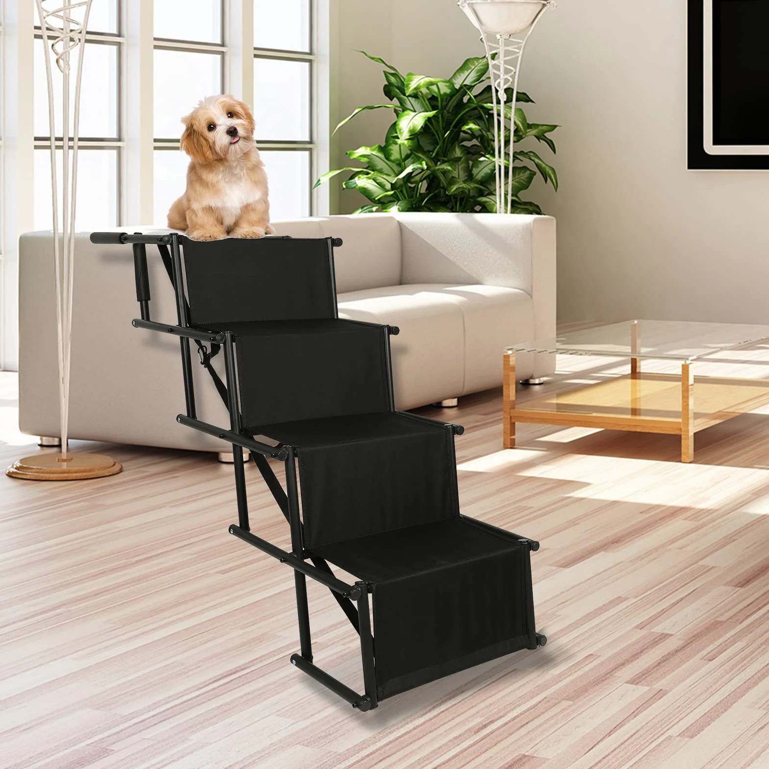 Rampe pour Chien Portable pour Voiture, Convient pour Les Chiens de Grande et Petite Taille. L'échelle Pliable de Voiture est Pratique et Rapide, Peut Supporter Un Poids de 60 kg