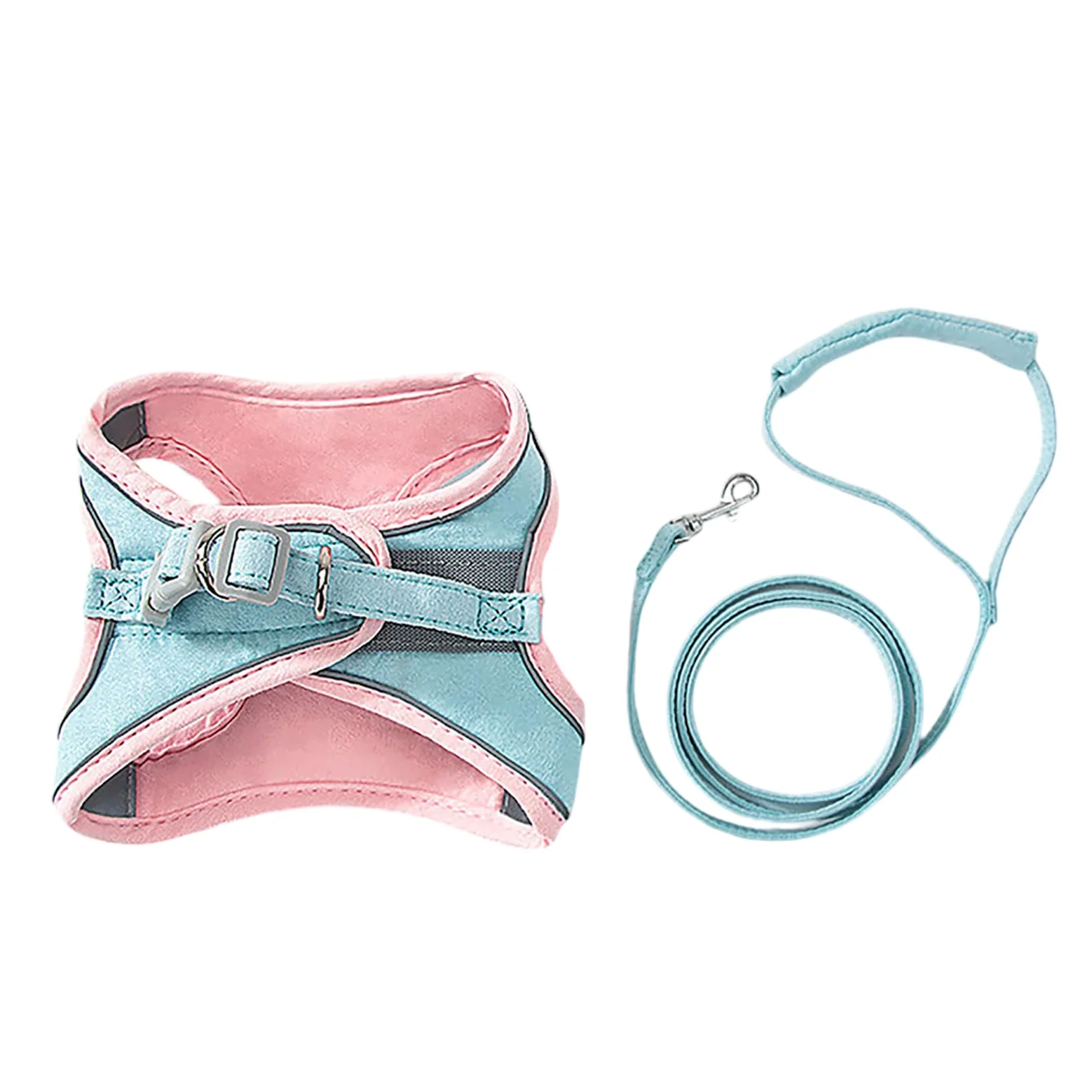 Ensemble harnais et laisse anti-fugue pour chat, harnais en maille douce et respirante, harnais réglable pour la promenade, harnais d'extérieur facile à porter pour chats de petite et moyenne taille
