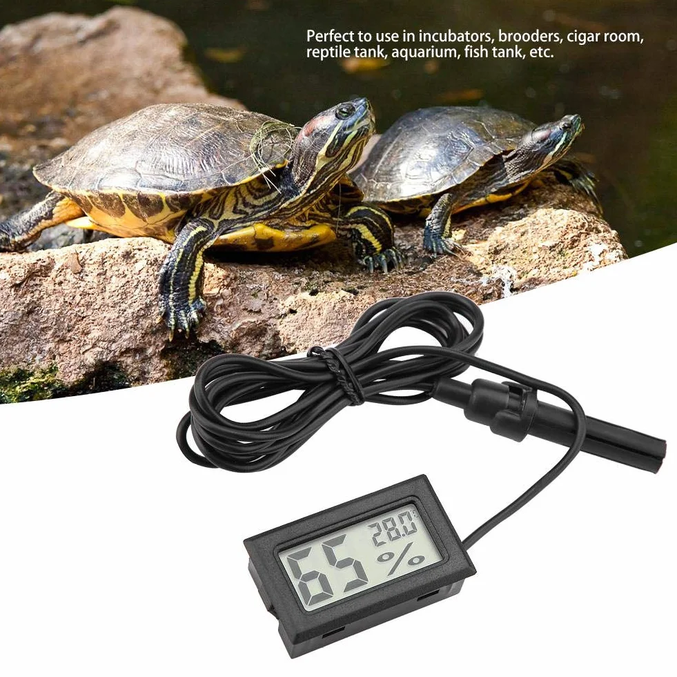 Thermomètre Hygromètre Numérique LCD, Moniteur de Température et d'Humidité avec Sonde Externe pour Incubateurs, Terrariums, Aquariums