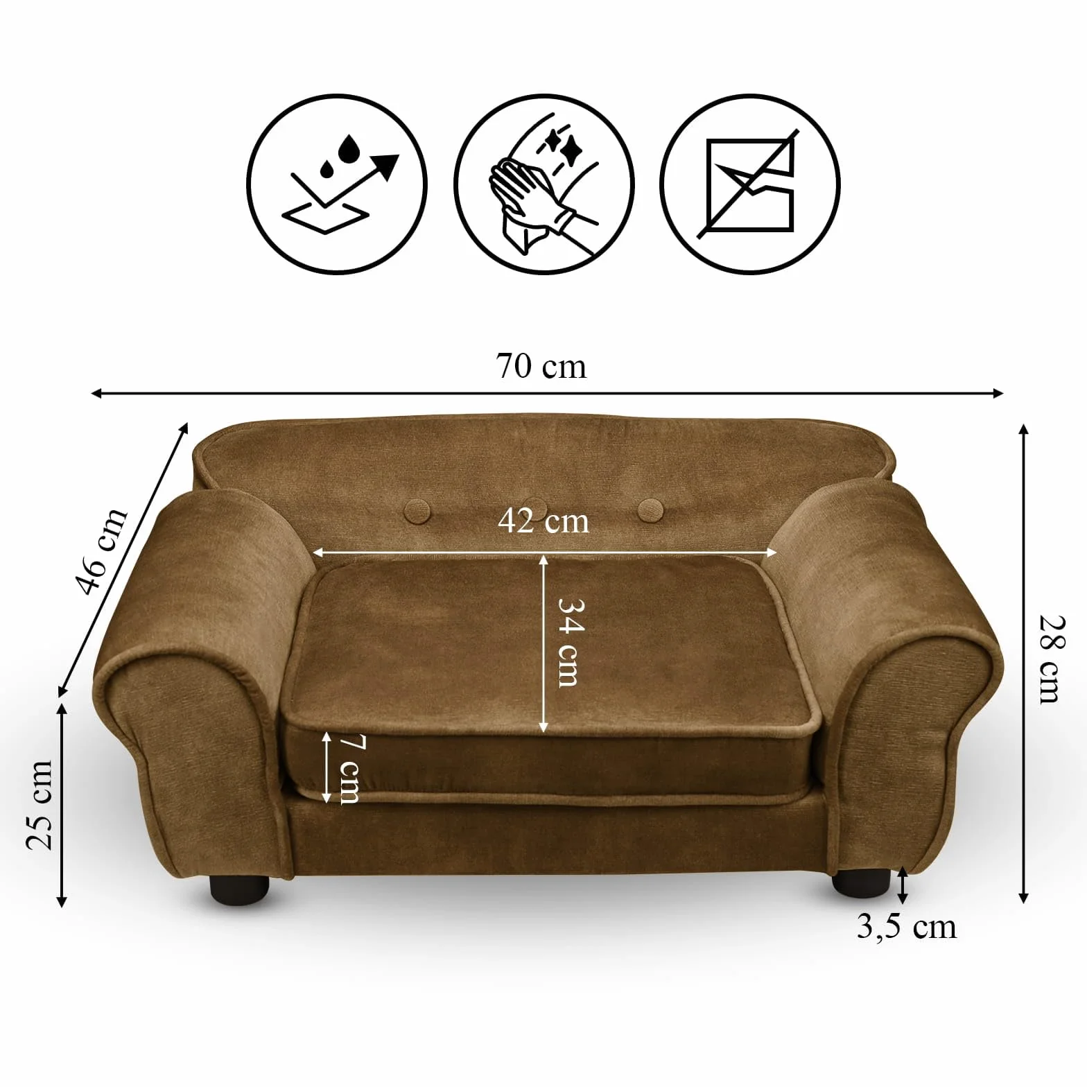 MG Design Canapé pour Chien et Chat Marron Structure en Bois Assise rembourrée Facile à Nettoyer