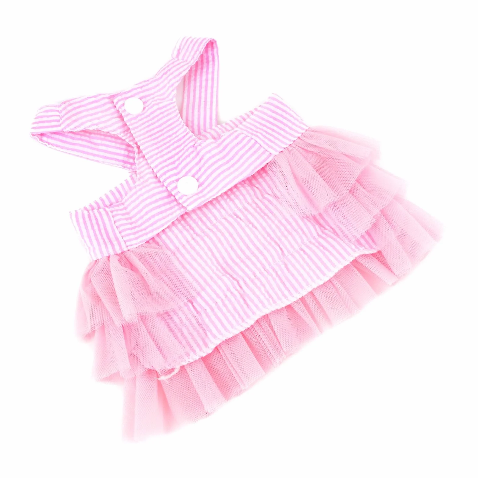 PAIDEFUL Robe tutu d'été en denim rayé avec nœud en organza et perles Rose Taille L