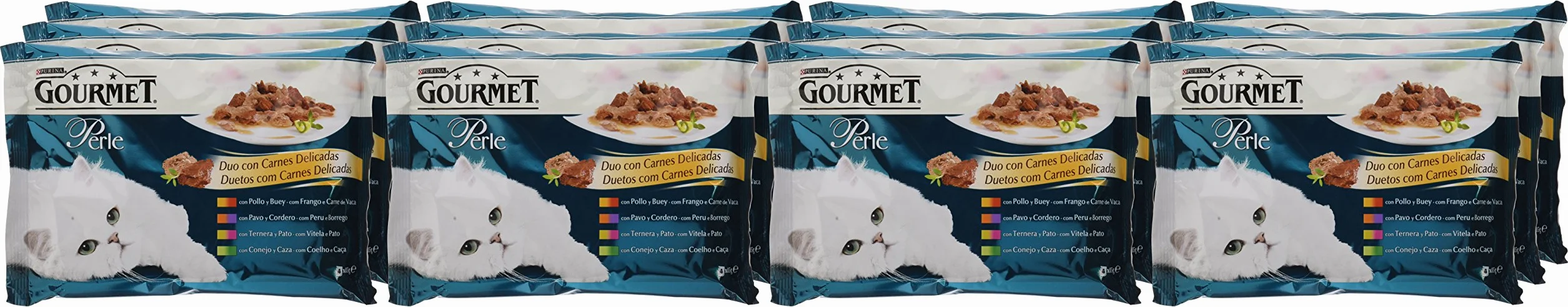 Purina Gourmet Perles Fines Feuilles Duo Nourriture pour Chat viandes délicates 12 x 4 x 85 g