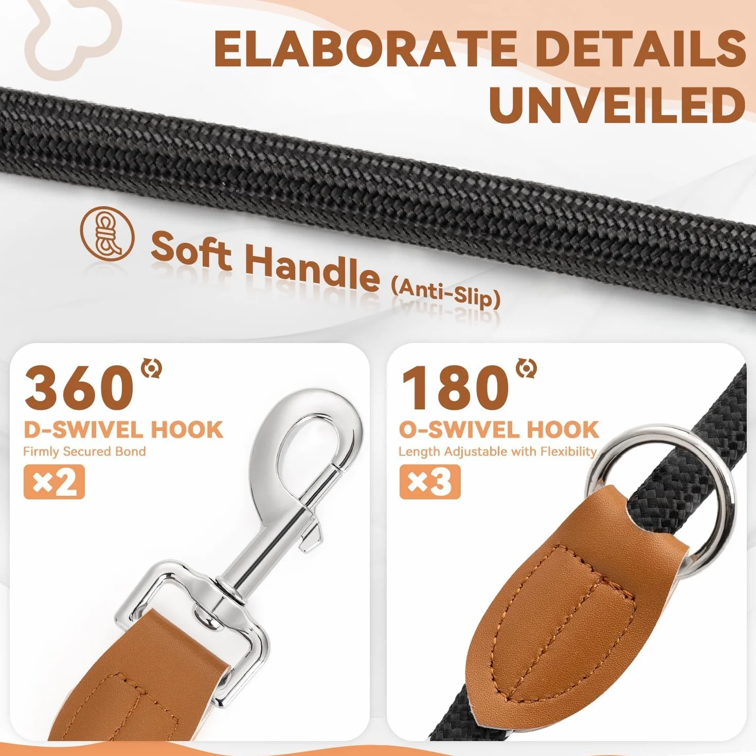 Laisse Réglable 3 m Multifonctionnelle 3 Points Robuste pour 2 Chiens, Longe pour Chien Petite à Grande Taille, Noir