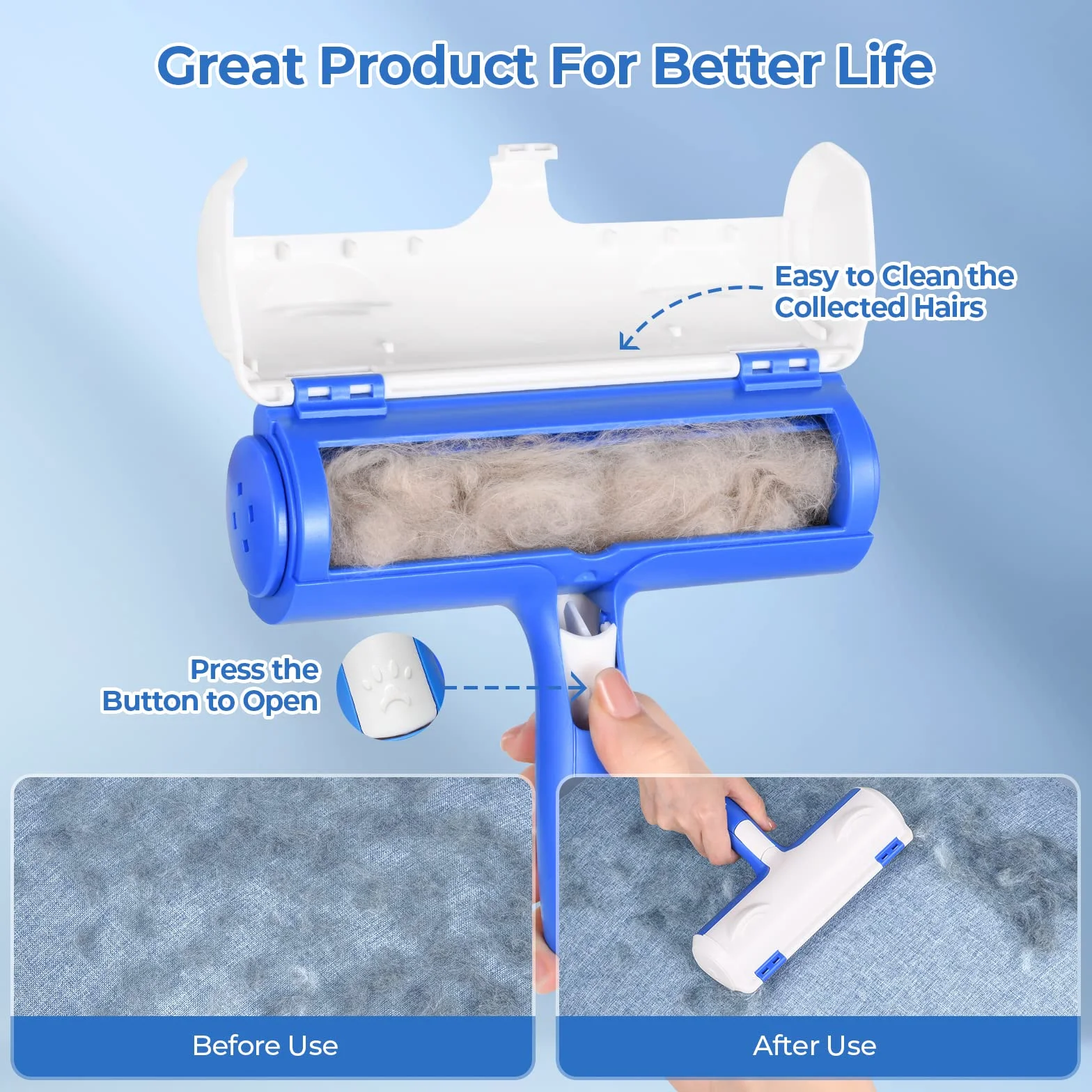 Brosse Anti Poils Chat Animaux Rouleau Poils Chien Brosse Magique Canapé Tapis