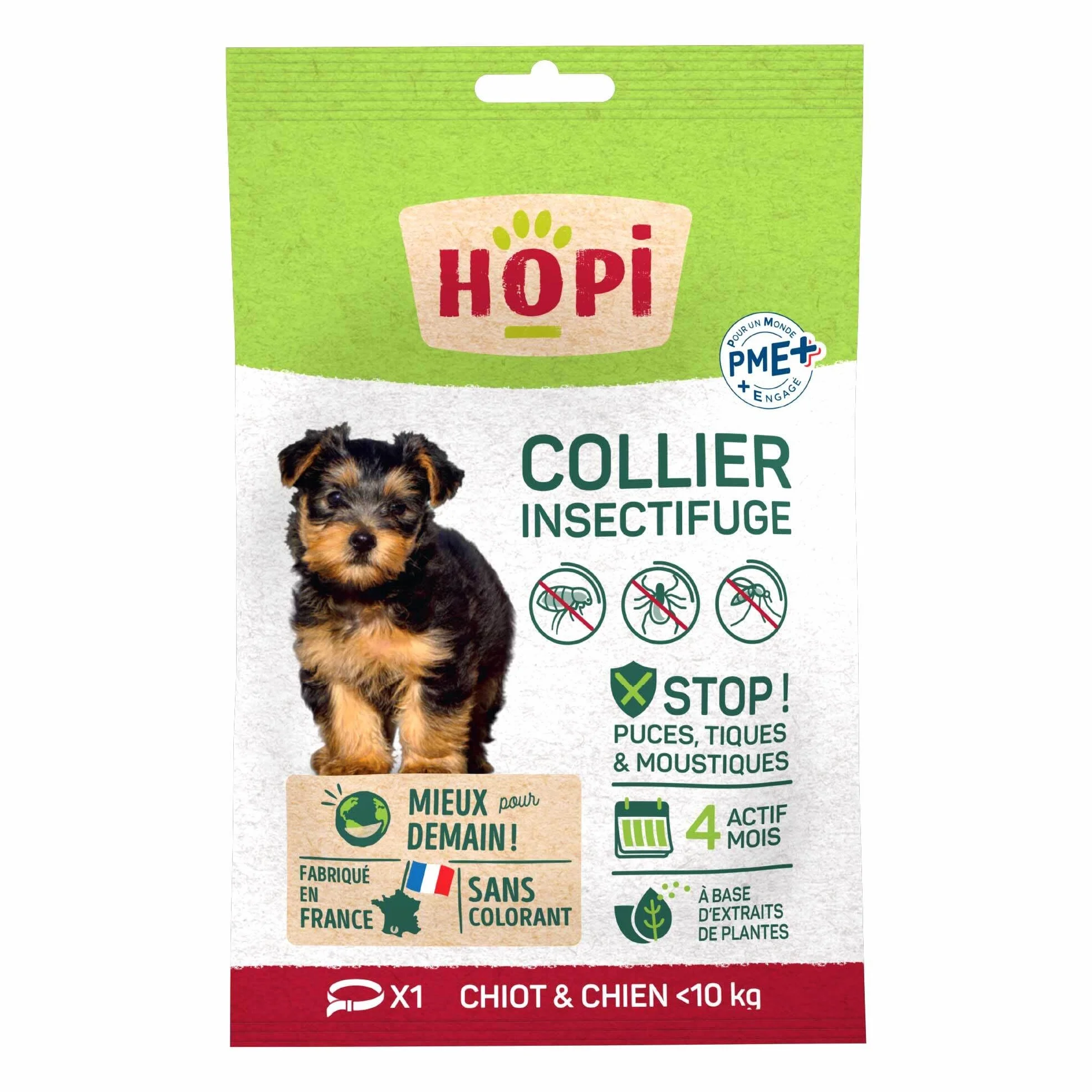 Collier Anti Puces pour Chien et Chiot Moins de 10 kg – Taille 35 cm – 4 Mois Protection Antiparasitaire – Fabriqué en France