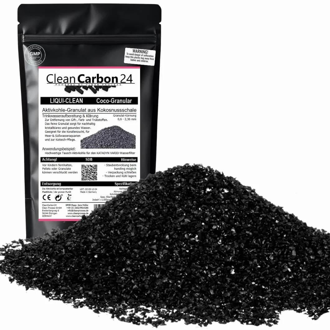 Charbon Actif granulés de coquilles de Noix de Coco 2,5 litres pour Traitement de l'eau 0,6-2,36 mm 8 x 30 Mesh