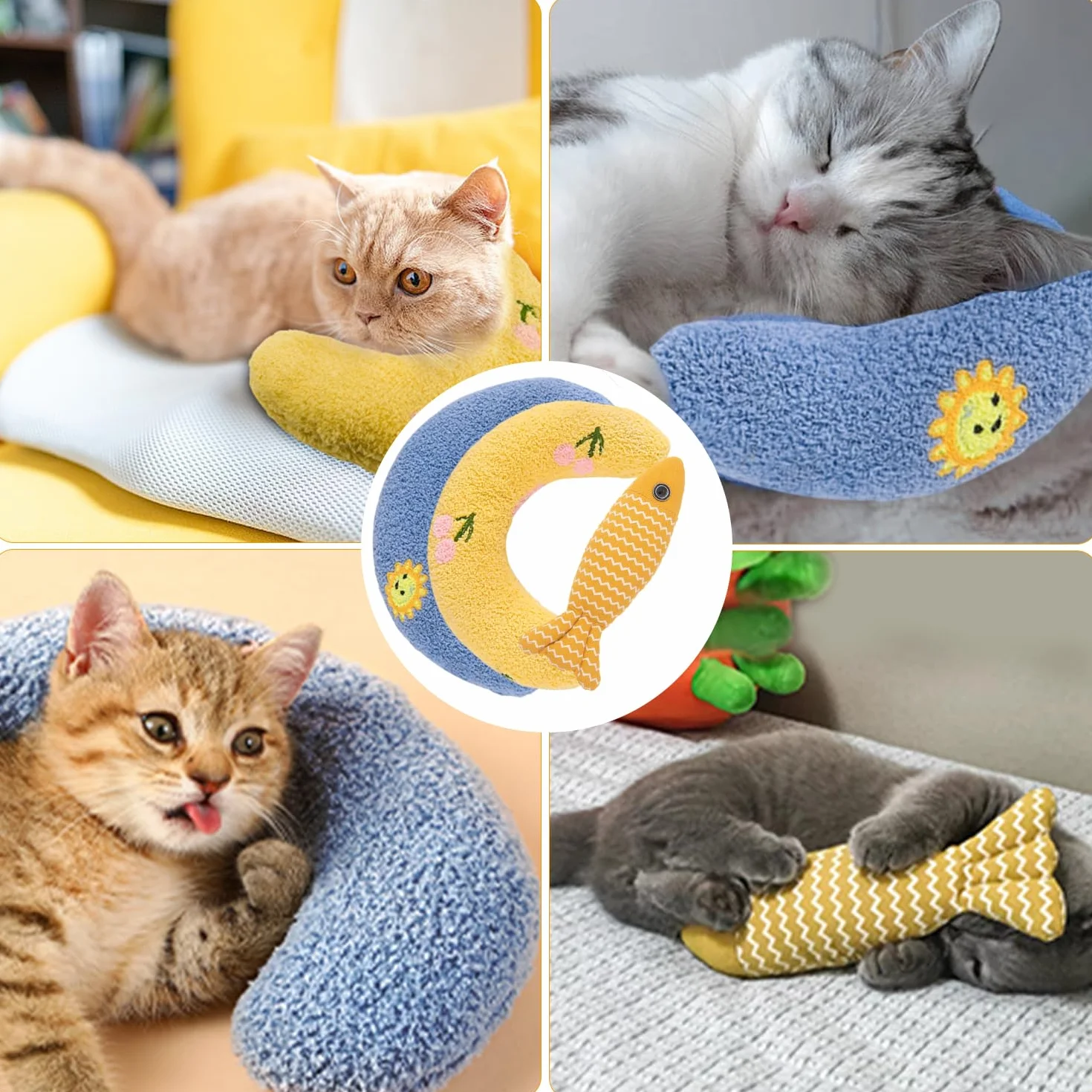 Oreiller pour Chat en Forme U, Petit Coussin Apaisant pour Chien, Dormir, Reposer