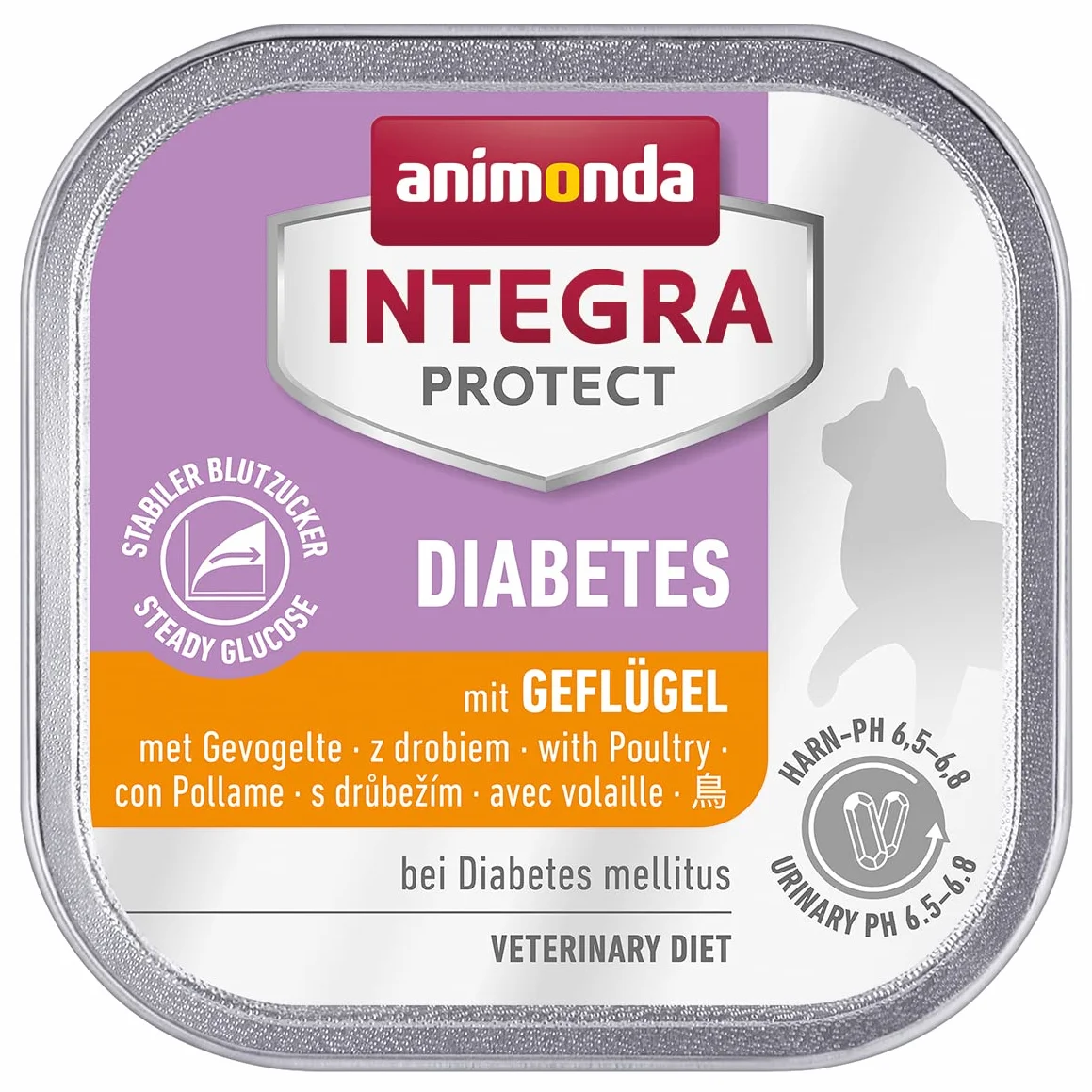 Integra Protect Diabetes d’animonda pour chat, nourriture de régime pour chat, nourriture humide en cas de diabète, à la volaille, 16 x 100 g