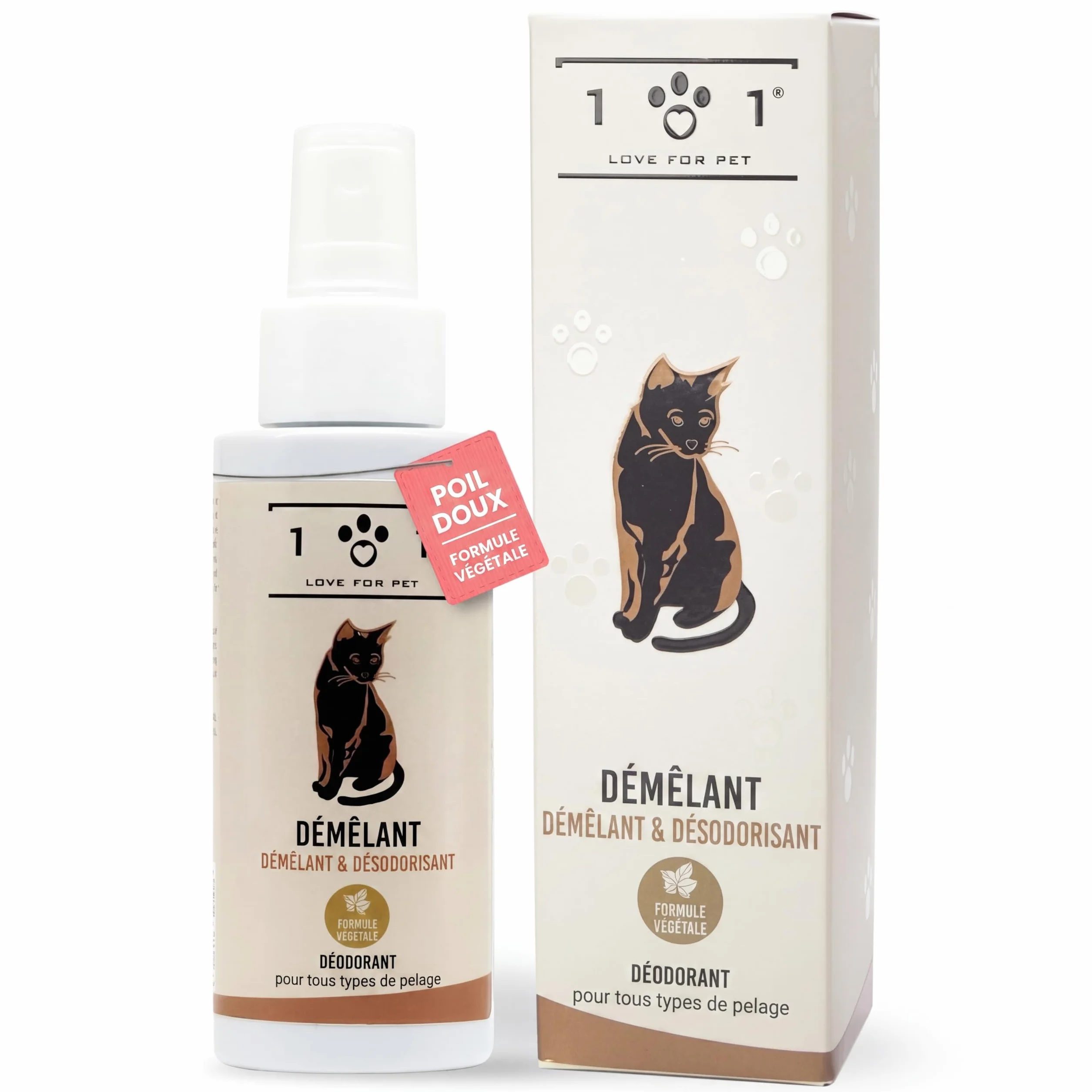 Spray Démêlant Chat 100ml Naturel Végétal sans Rinçage Poils Longs Courts