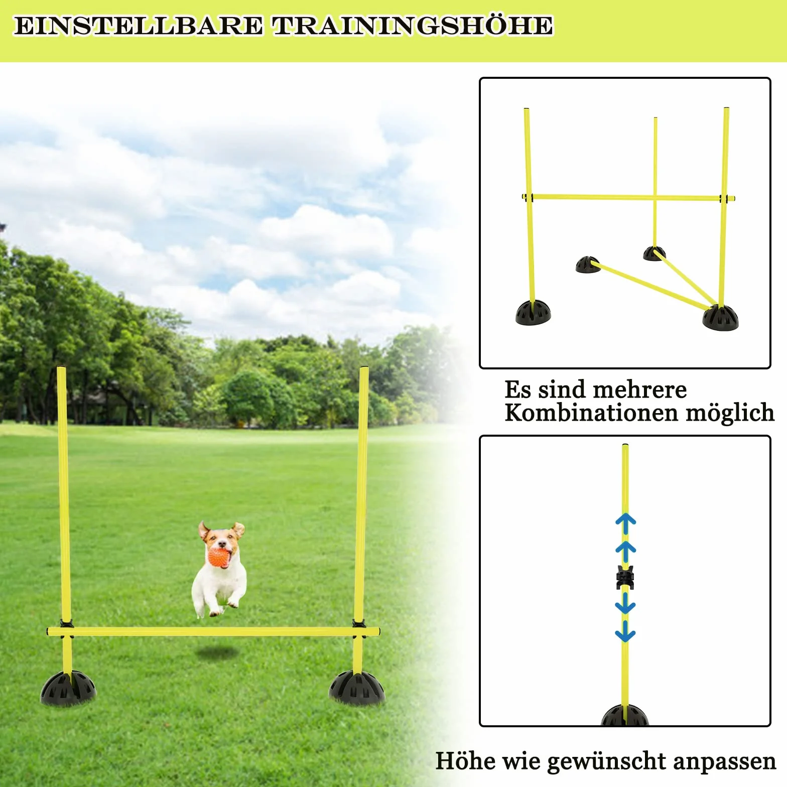 LILIIN Kit de barres de saut 100 cm pour entraînement d'agilité et coordination - 15 barres + 10 clips