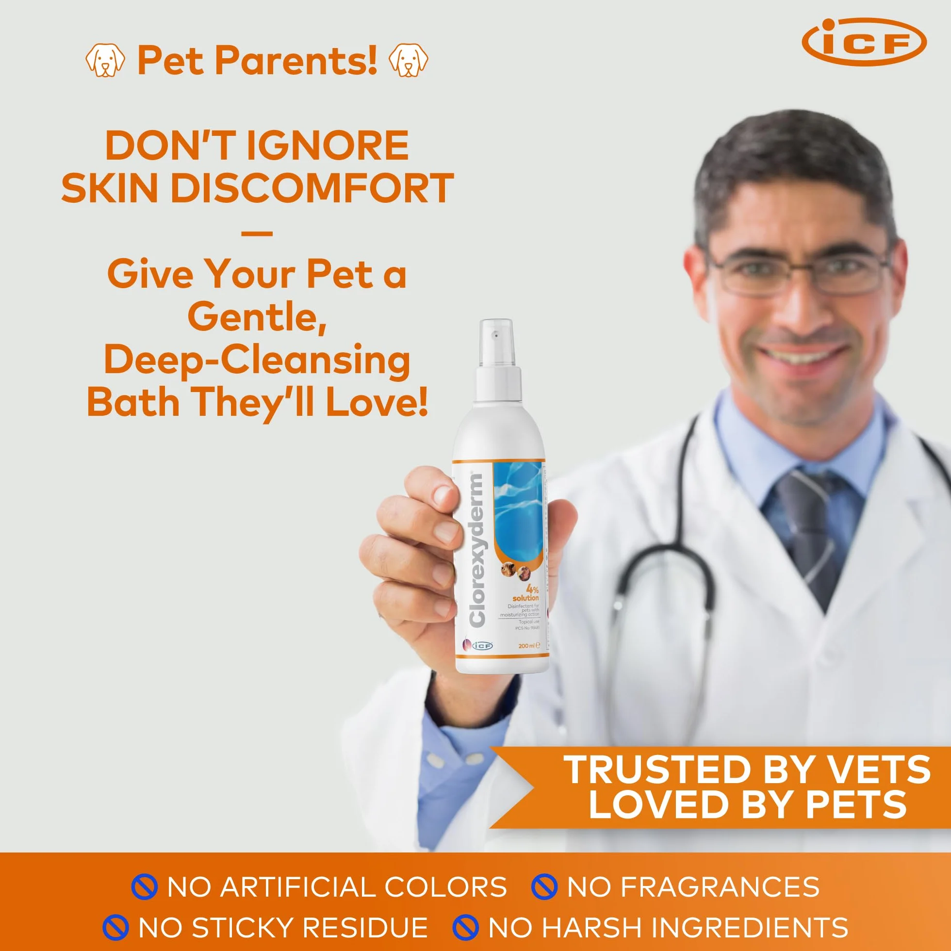 Clorexyderm Solution 4% Désinfectante Hydratante pour Chiens et Chats 200 ML