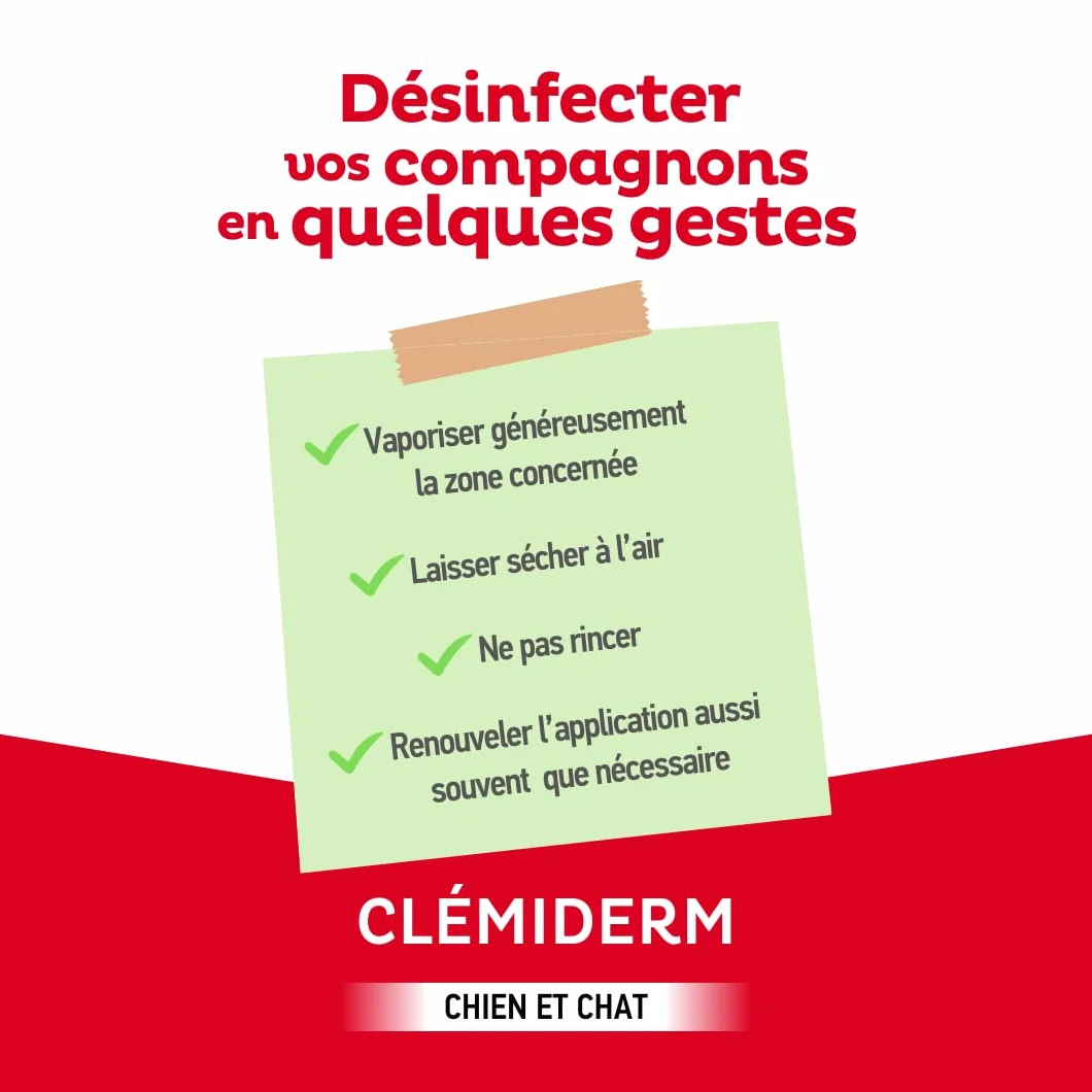 Clément Thékan Clémiderm Spray désinfectant Peau Chiens Chats 150 ML