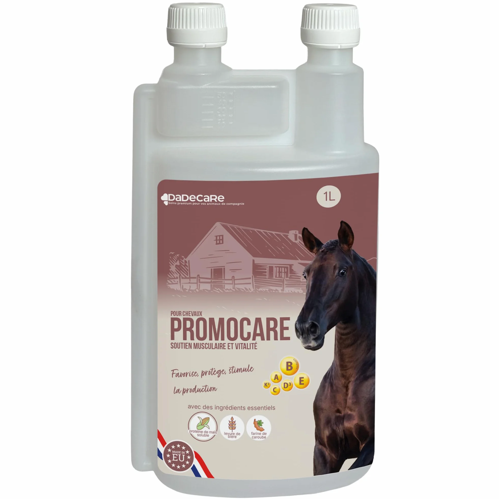 Promocare - Vitamines pour Chevaux 1 L avec acides aminés Essentiels et antioxydants - Complexe vitaminique B, E, C et A - Soutien au métabolisme, à l'énergie, à la récupération