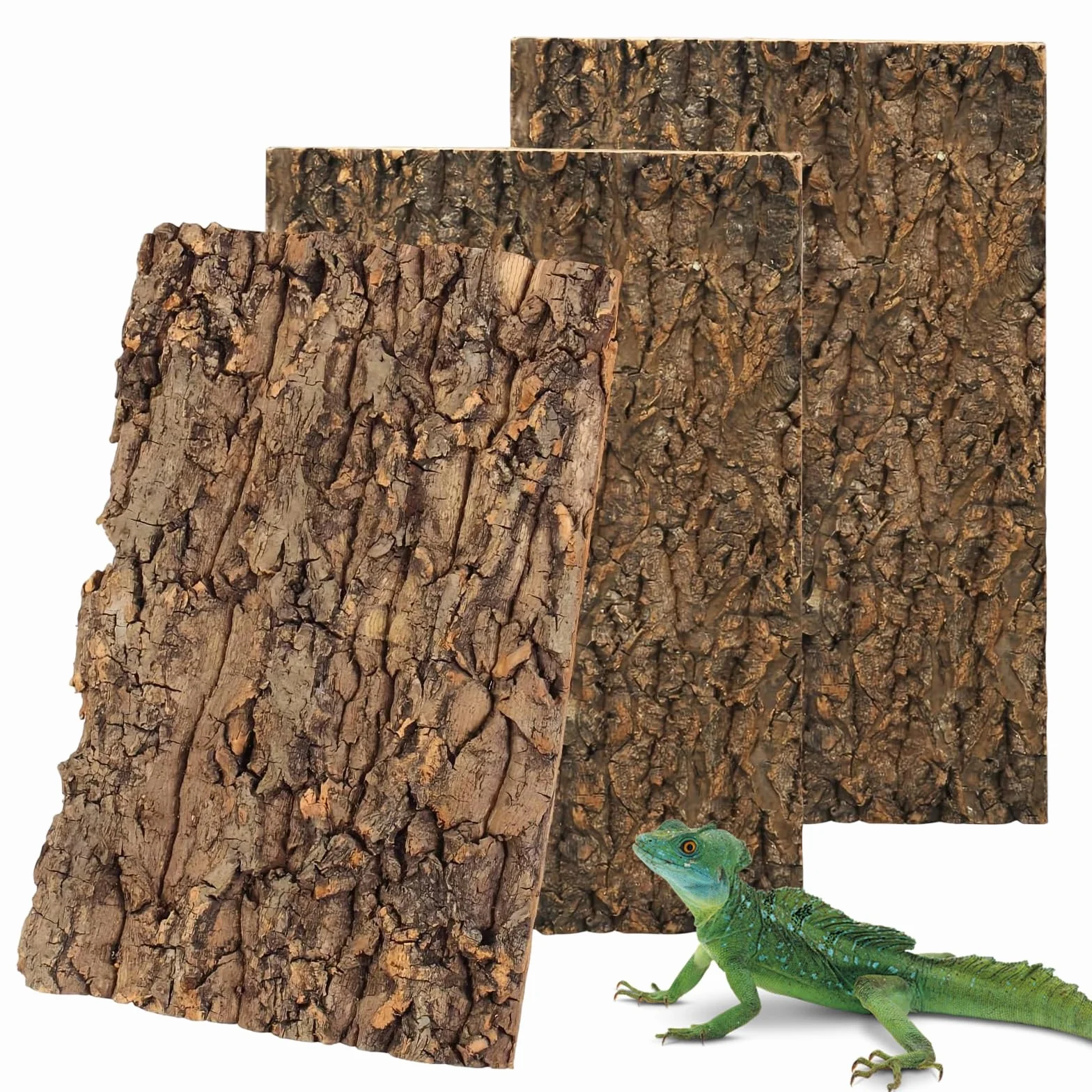 Lot de 3 écorces de liège pour terrarium 15 x 30 cm - Décoration d'arbre - Plaque de fond pour reptiles