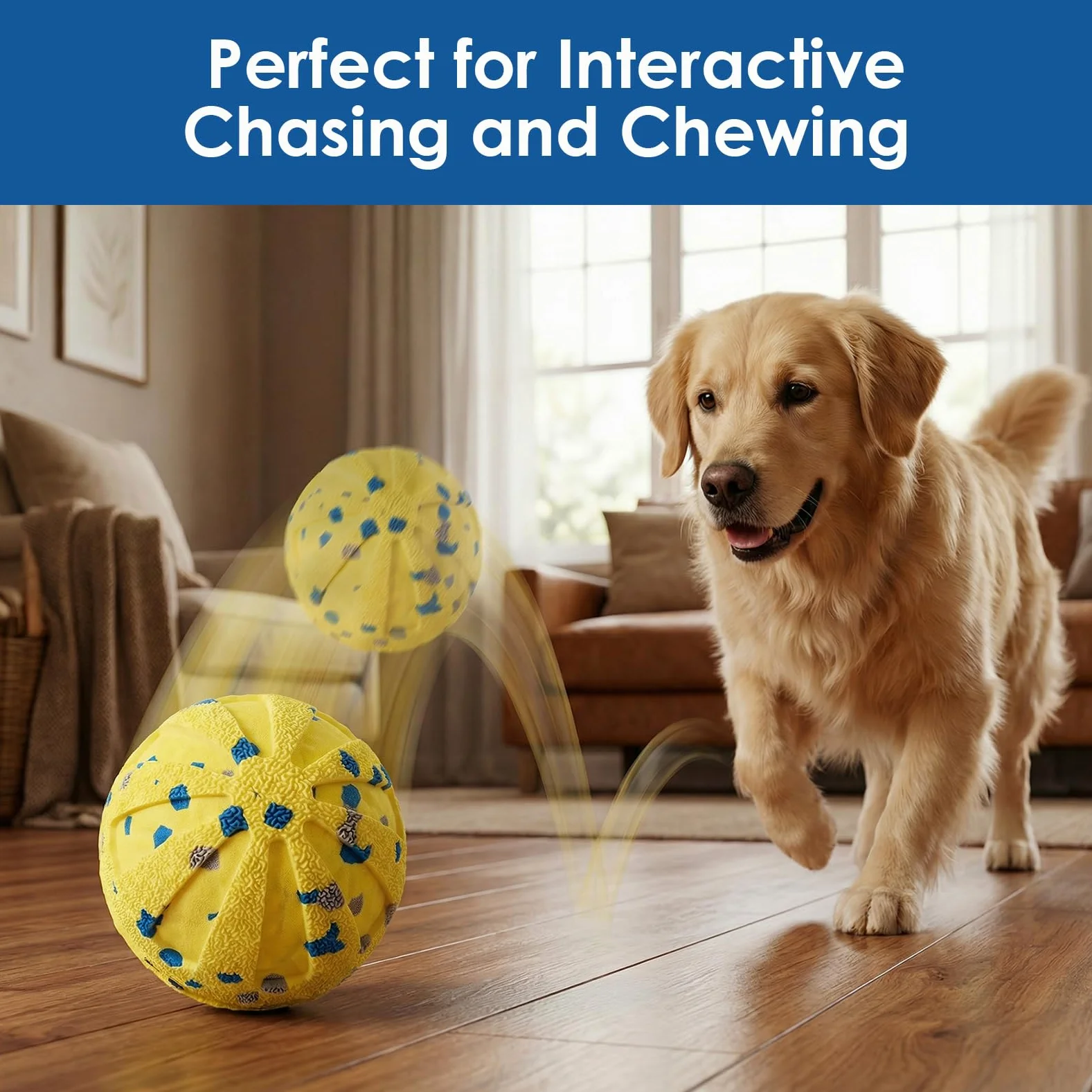 DFQ Balle interactive pour chien, jaune