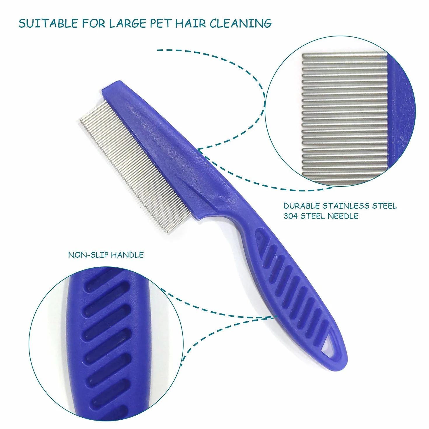 6 PCS Kit de peigne anti puce chiens et chats,Peigne Anti Poux,Peigne Anti Puces pour Chat, Elimination poux et poussière Outil de toilettage en acier inoxydable avec pointes arrondies