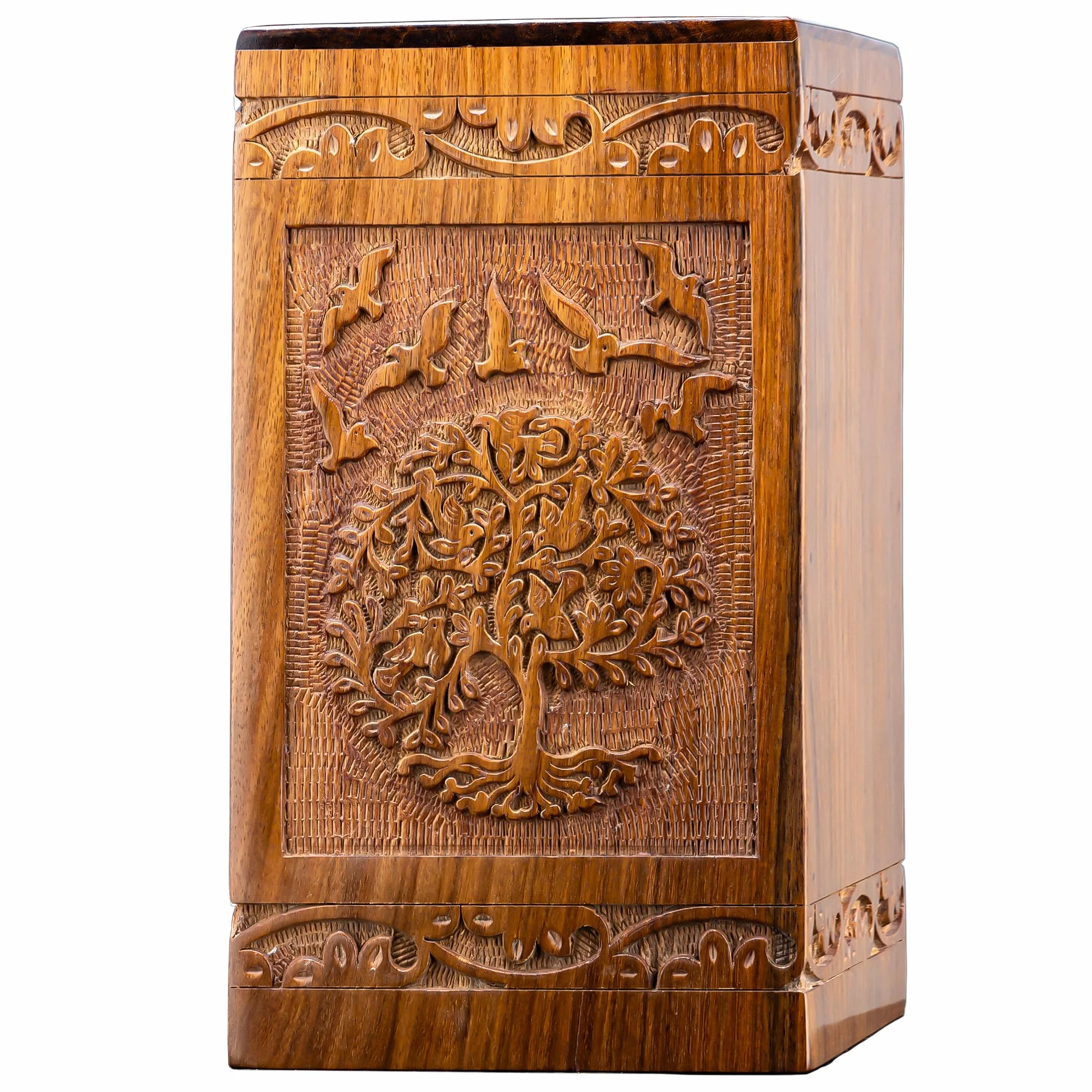 Urne Funéraire en Bois Arbre de Vie pour Cendres Homme Femme Enfant Animal