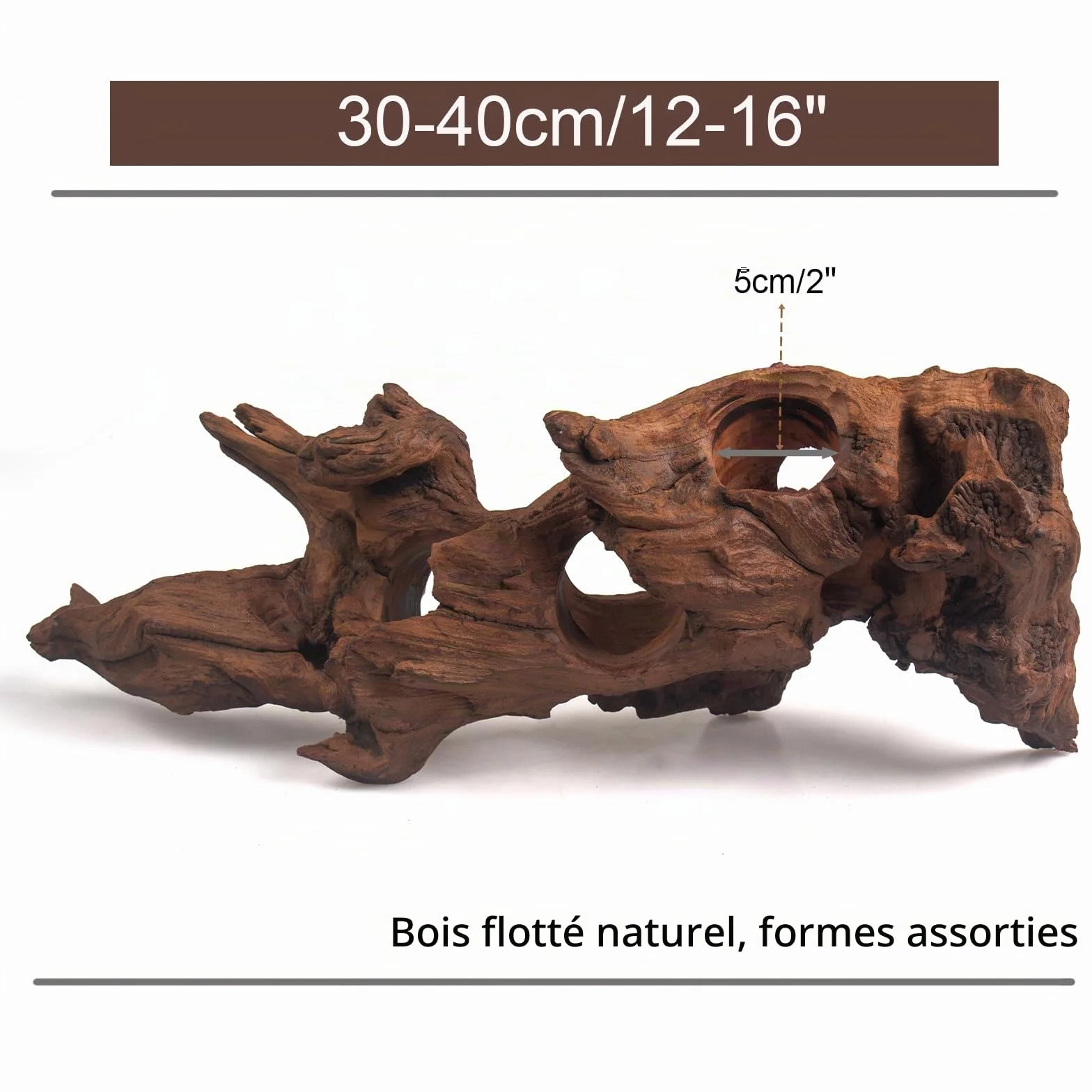 Bois flotté poreux naturel pour aquarium aquascaping avec trous tunnels cachettes