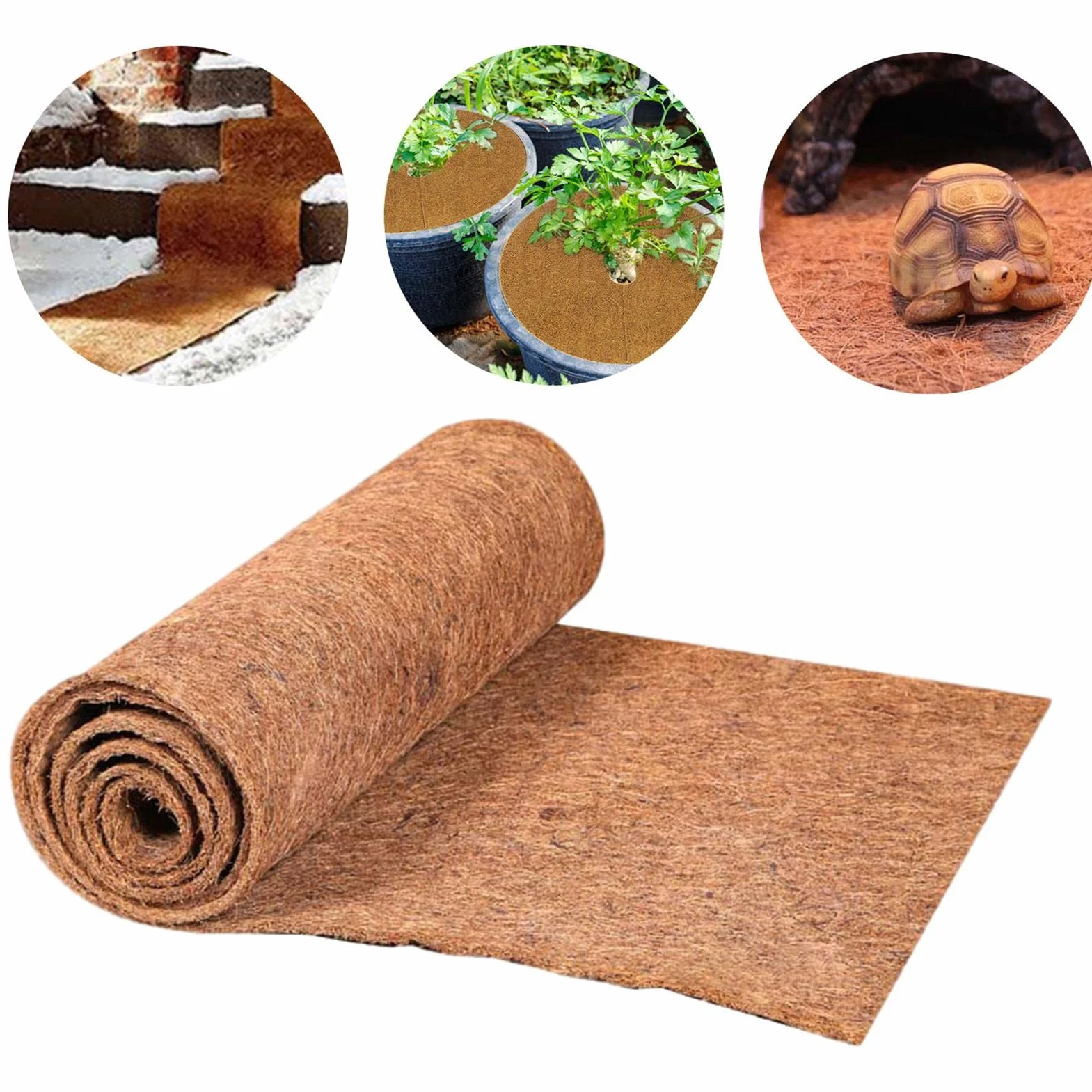 Tapisserie Coco 30x100cm Naturelle Reptile Terrarium Litière Tapis Fibre Noix Coco