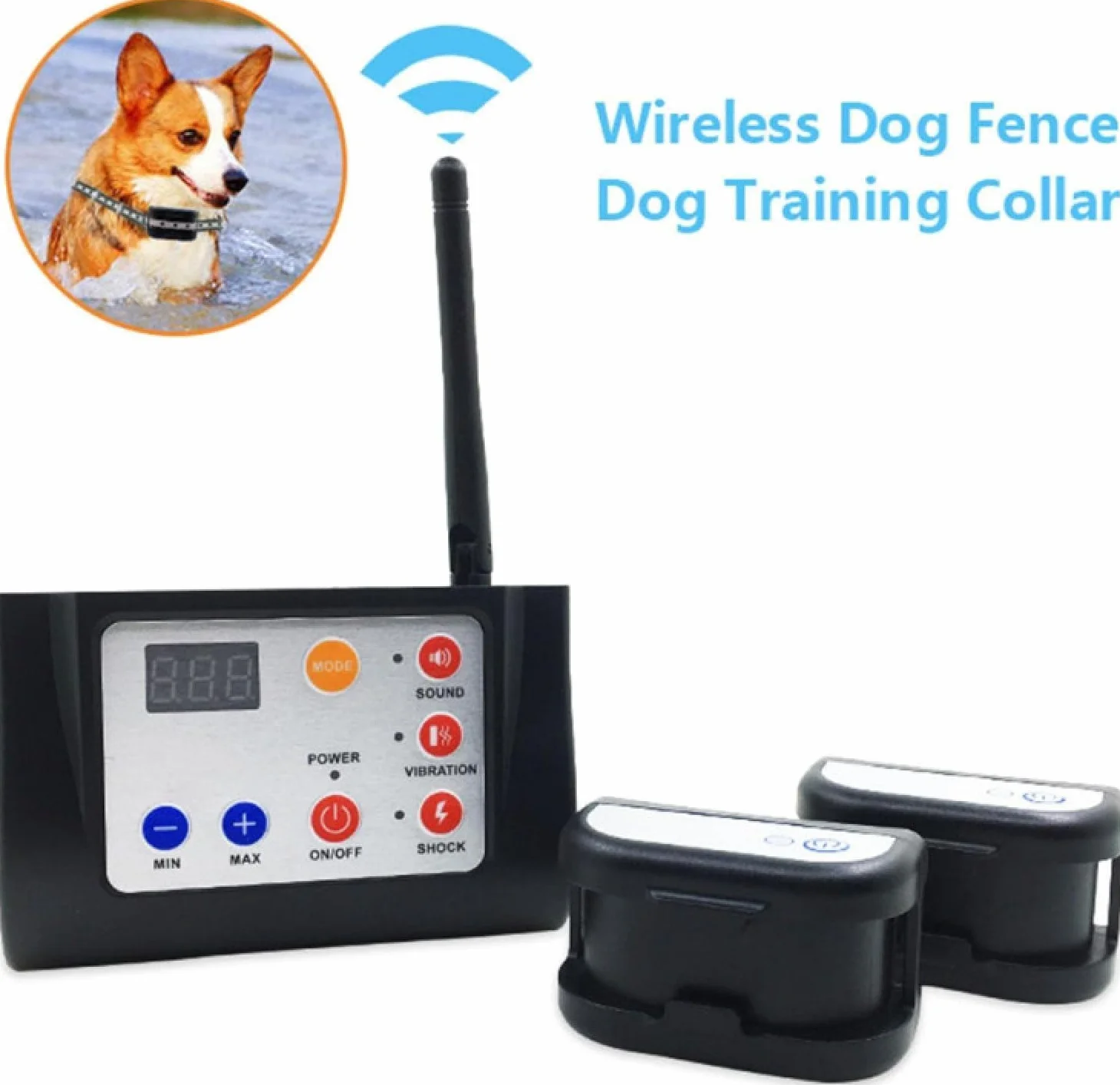 Clôture pour Chien sans Fil 2 en 1 avec Collier de Dressage Rechargeable pour Intérieur et Extérieur
