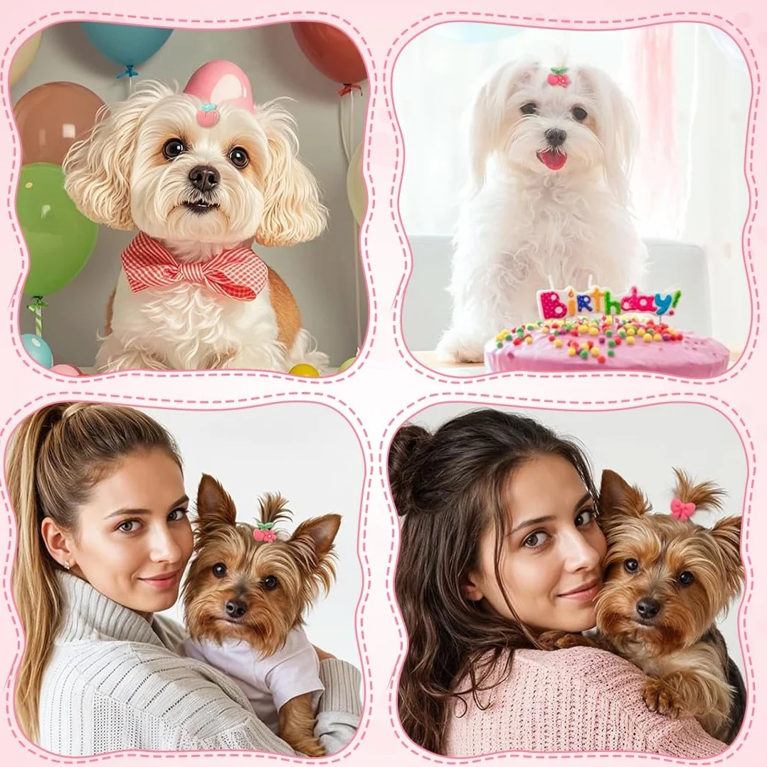 Elastiques Noeud pour Chien, 20pcs Petits Noeuds pour Poils de Chien, Accessoires de Toilettage pour Animaux