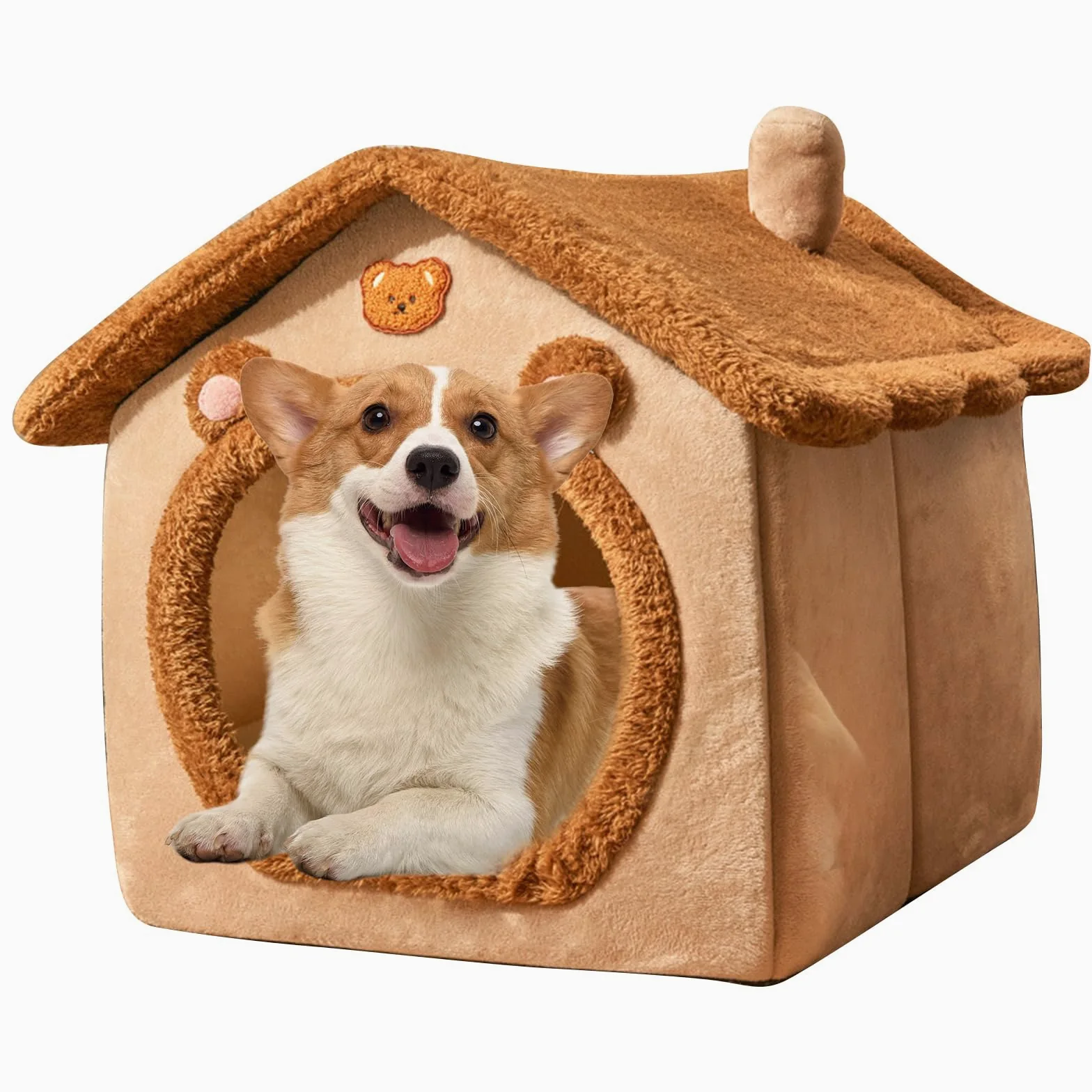 PETCUTE Niche Animaux de Compagnie Interieur,Lavable Lit De Grotte pour Chat,Panier Doux Chaud pour Chat Chien avec Fond Antidérapant,Maison Pliable pour Animal de Compagnie avec Lavable Oreiller