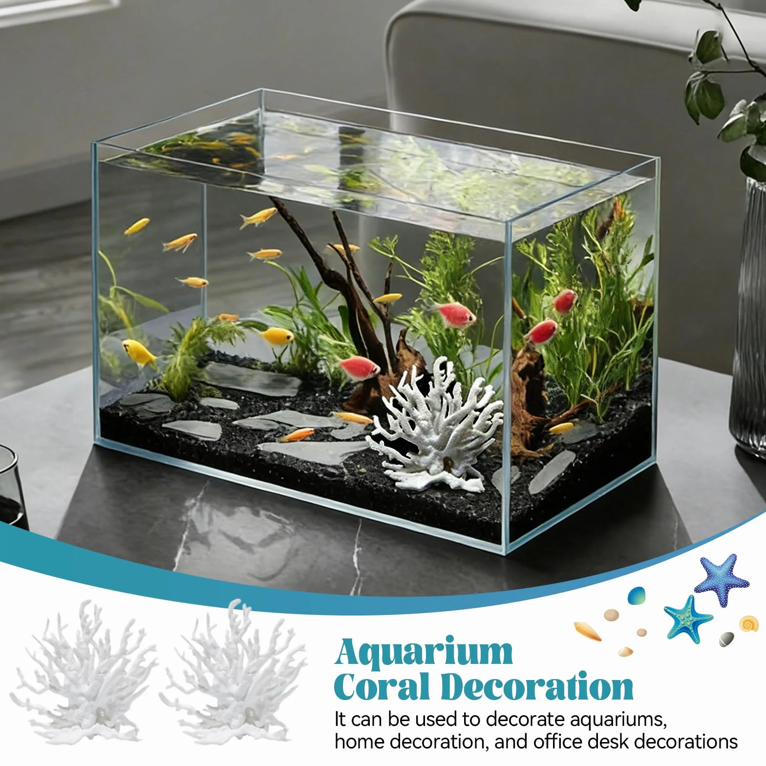 Faux Corail Artificiel 2 Pièces 9x4x8.5cm Décoration Aquarium