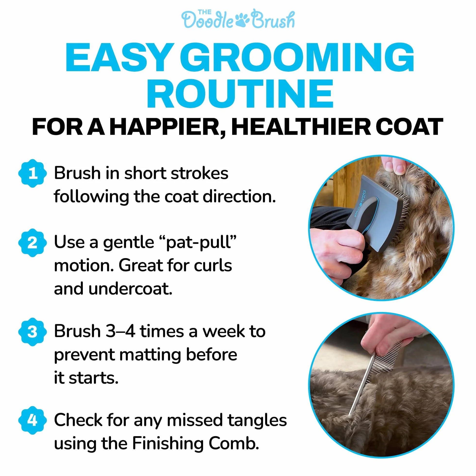 The Doodle Brush Brosse de Toilettage pour Chiens en Acier Inoxydable Peigne Métallique Démêle et Élimine Nœuds