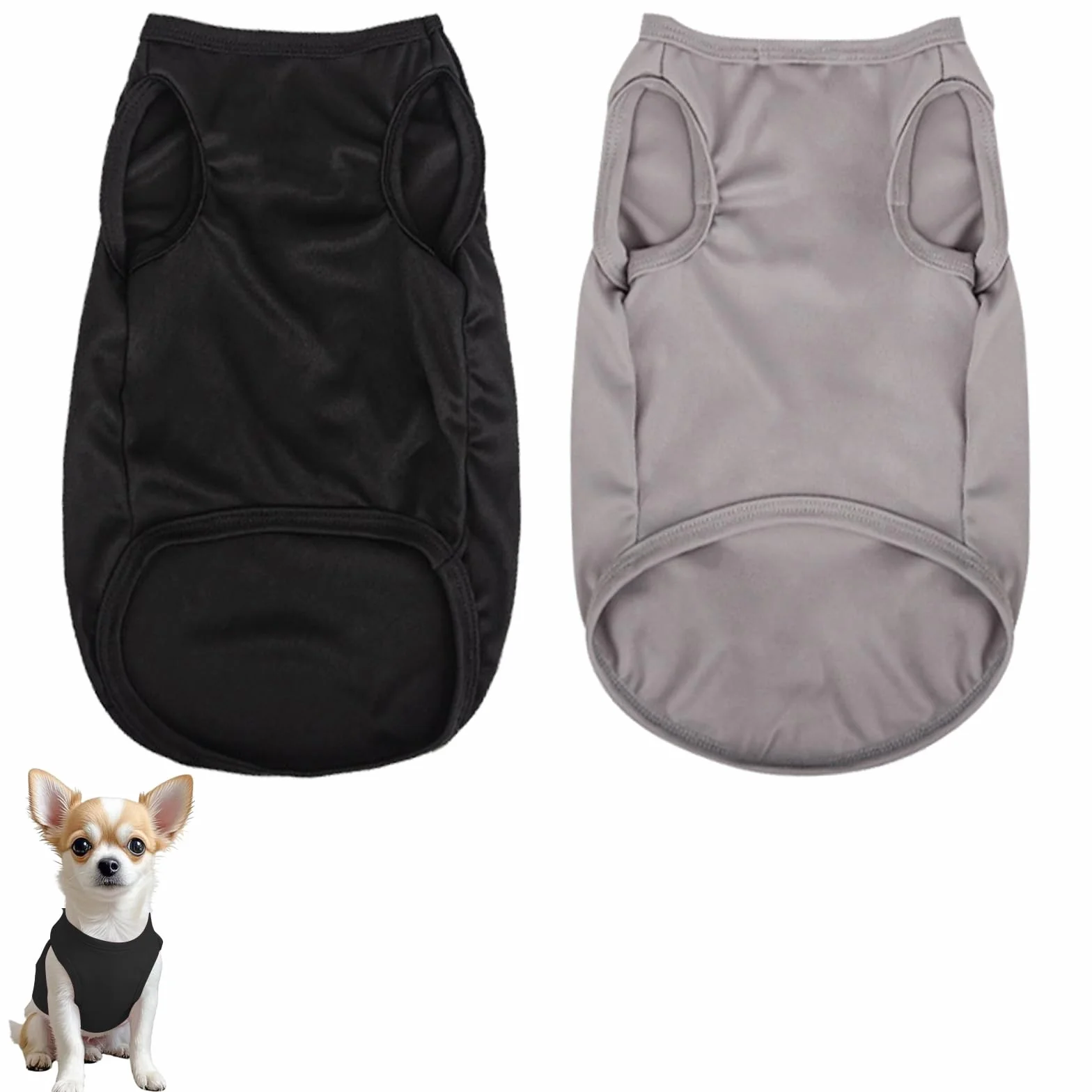 T-Shirts D'été pour Chiens Débardeurs Sans Manches Petite et Moyenne Taille Chats Noir Gris Taille M