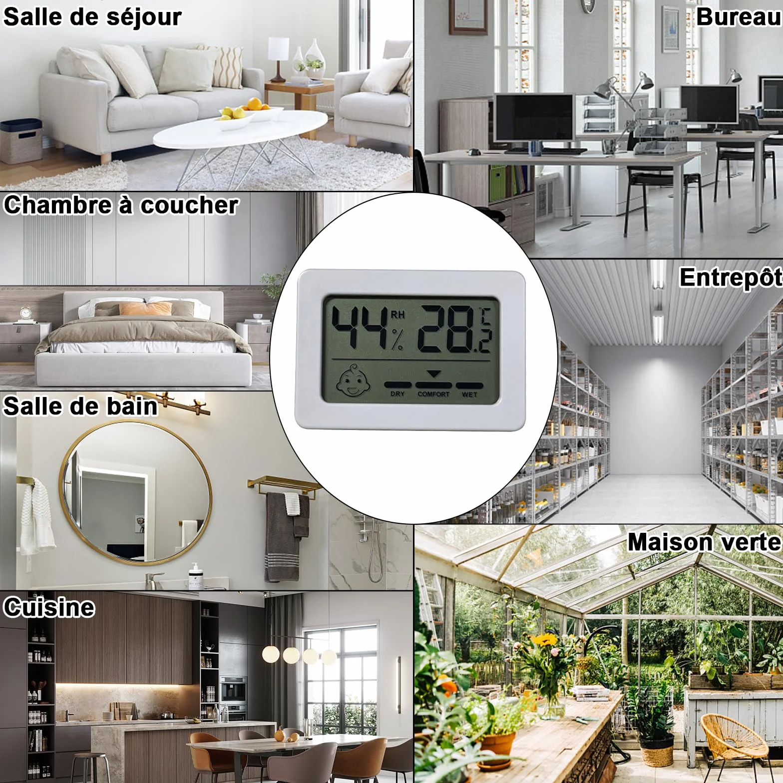 Faburo Petit Thermomètre Hygrometre Intérieur 4PCS Mini Thermomètre Hygromètre Numérique, Thermo Hygromètre Indicateur Digital à Haute Précisio, Moniteur de Température et Humidité pour Maison Reptile