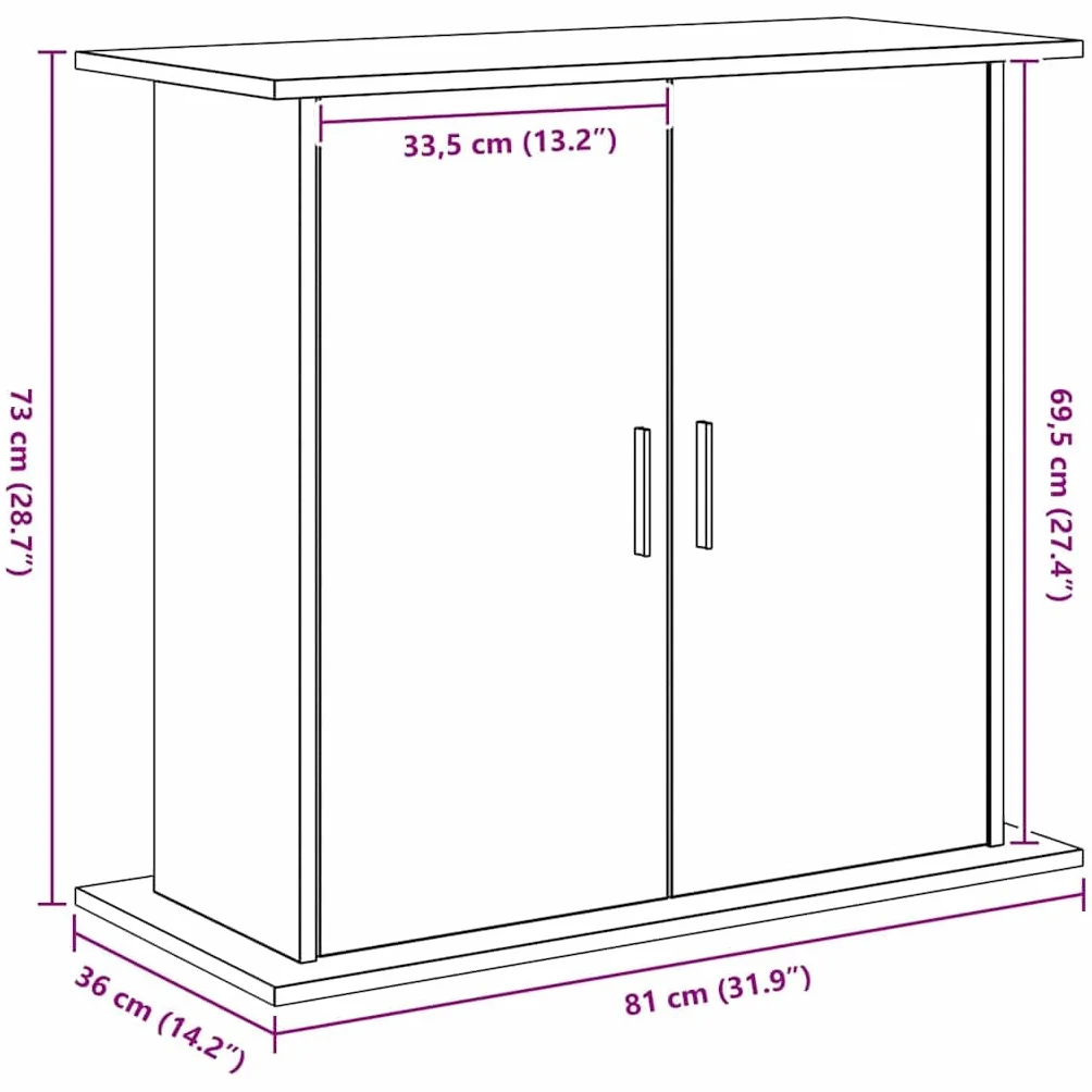 vidaXL Support d'aquarium Chêne Noir 81x36x73 cm Bois d'ingénierie