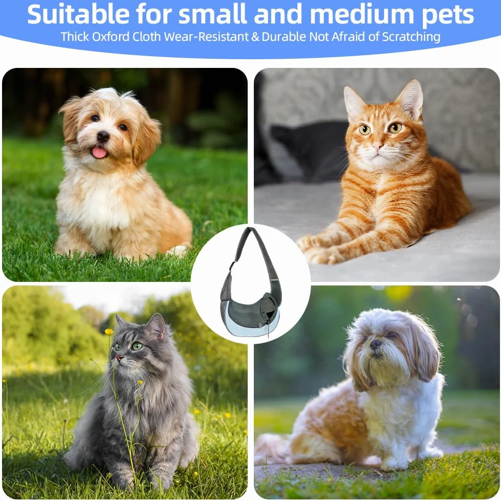 Sac de Transport pour Chien Chat, Sac à Bandoulière Mains Libres jusqu'à 5kg, Bleu
