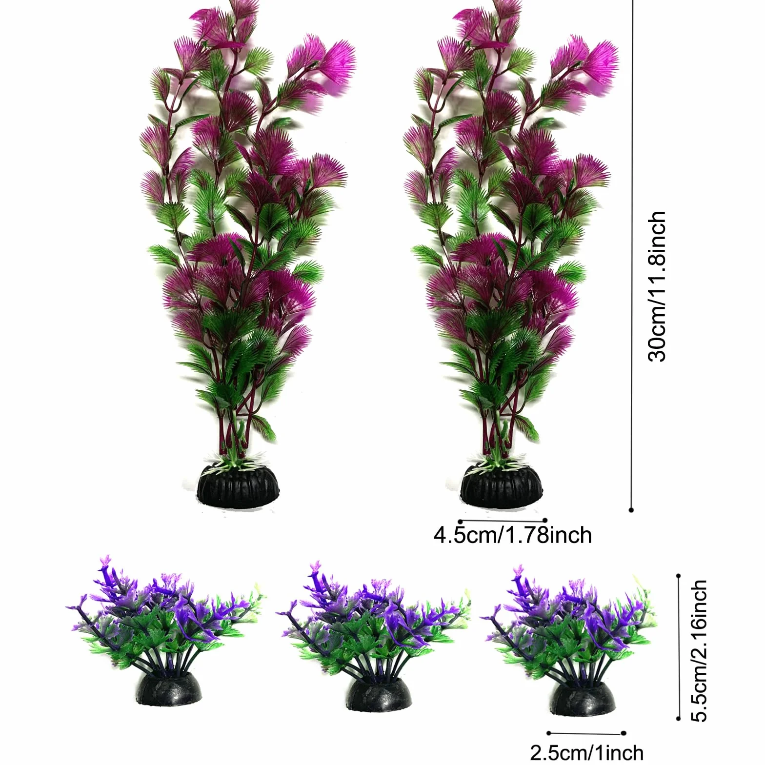 QUOZUO 25 Pièces Plantes d'aquarium Plastique Décoration Artificiel Coloré 6-30cm