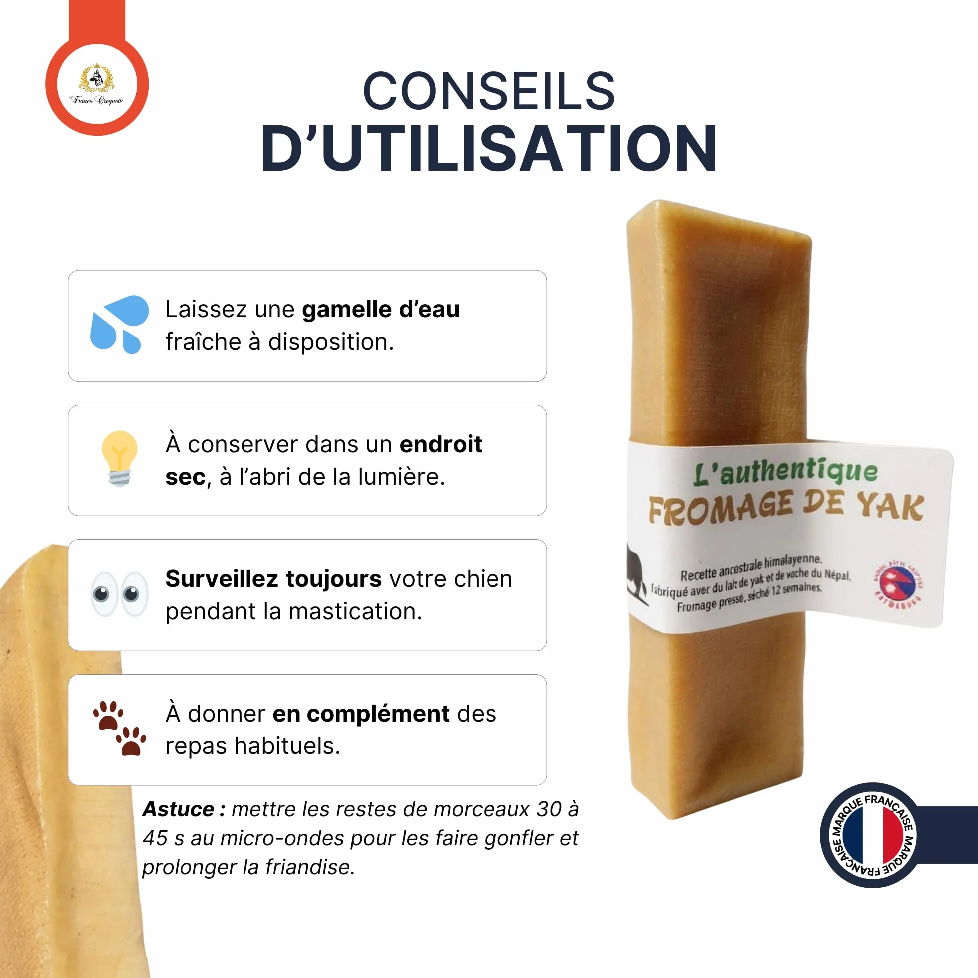 Fromage de Yak M 60-90g friandise naturelle à mâcher pour chien moins de 20kg