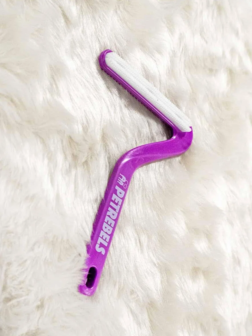 Petrebels Épilateur pour poils de chat brosse double face canapé arbre à chat meubles Lucky 7 violet