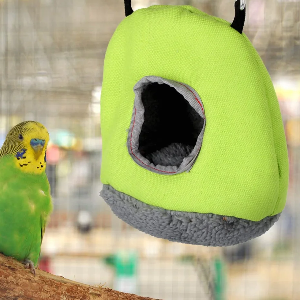 Nid d'oiseau Hiver Cabane Perroquet Suspendu Peluche Rond Doux Vert